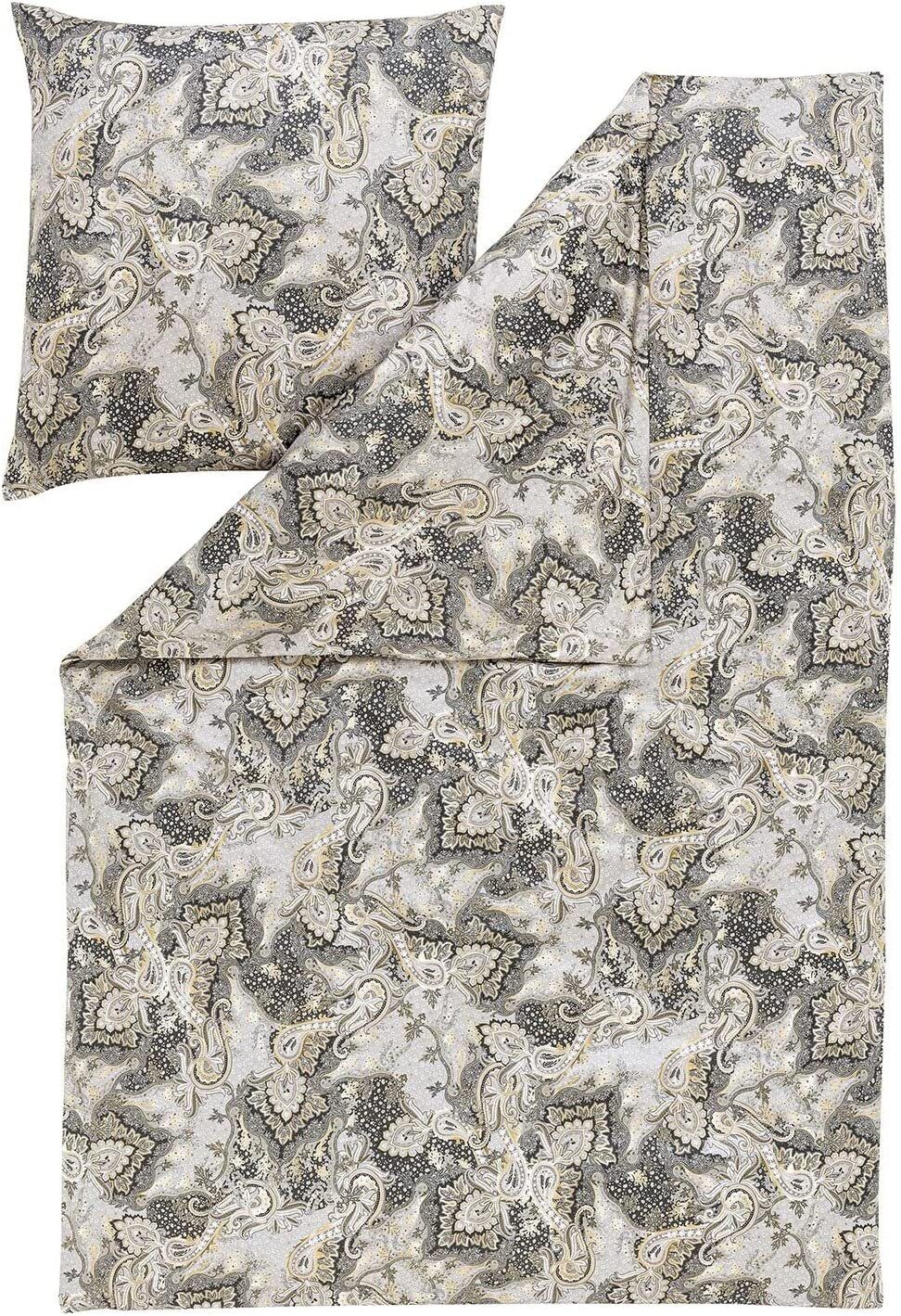 Estella Bettwäsche Estella Mako-Satin Bettwäsche 135x200 Tiberio silber gold schwarz, Satin, 2 teilig