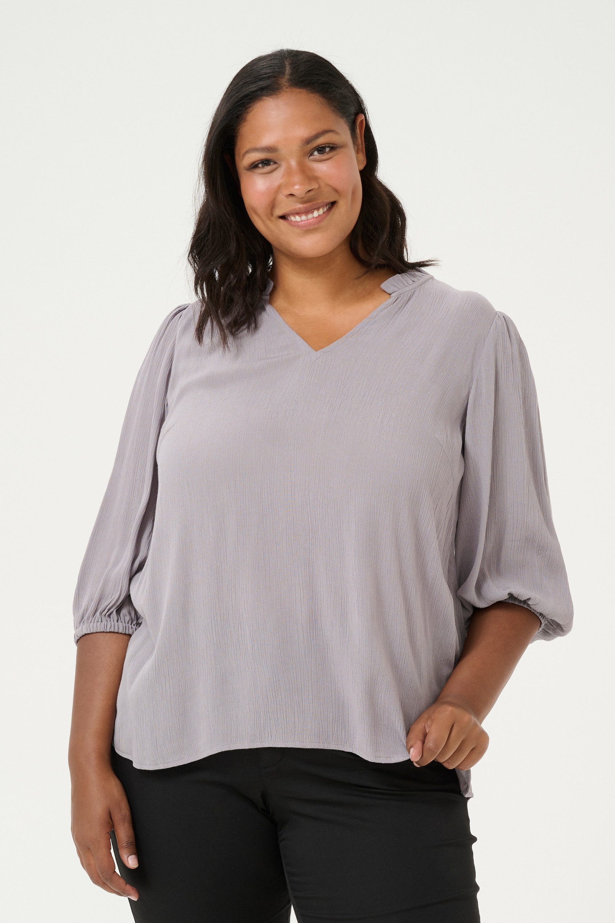 KAFFE Curve Langarmbluse Langarm-Bluse KCkamille Große Größen günstig online kaufen