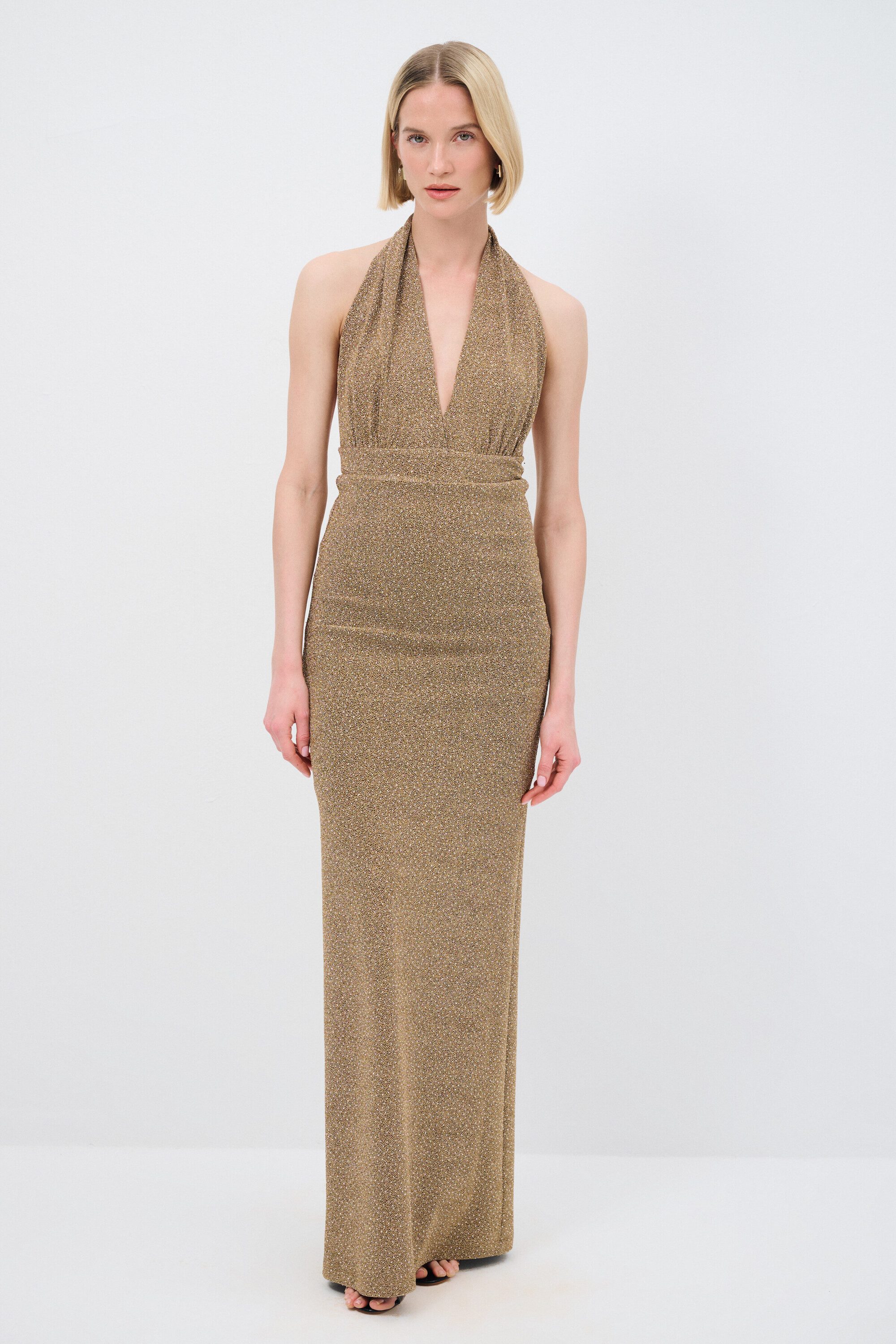 adL Abendkleid Schimmerndes Neckholder-Maxikleid