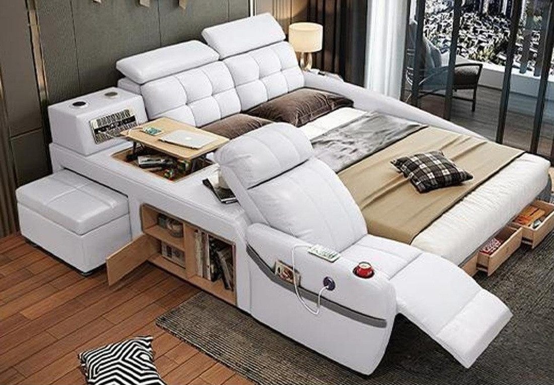 JVmoebel Multimediabett Multifunktion Design Bett Big Kunstleder Hotel Polster 180x200 Betten (1-tlg., 1x Bett), Made in Europa