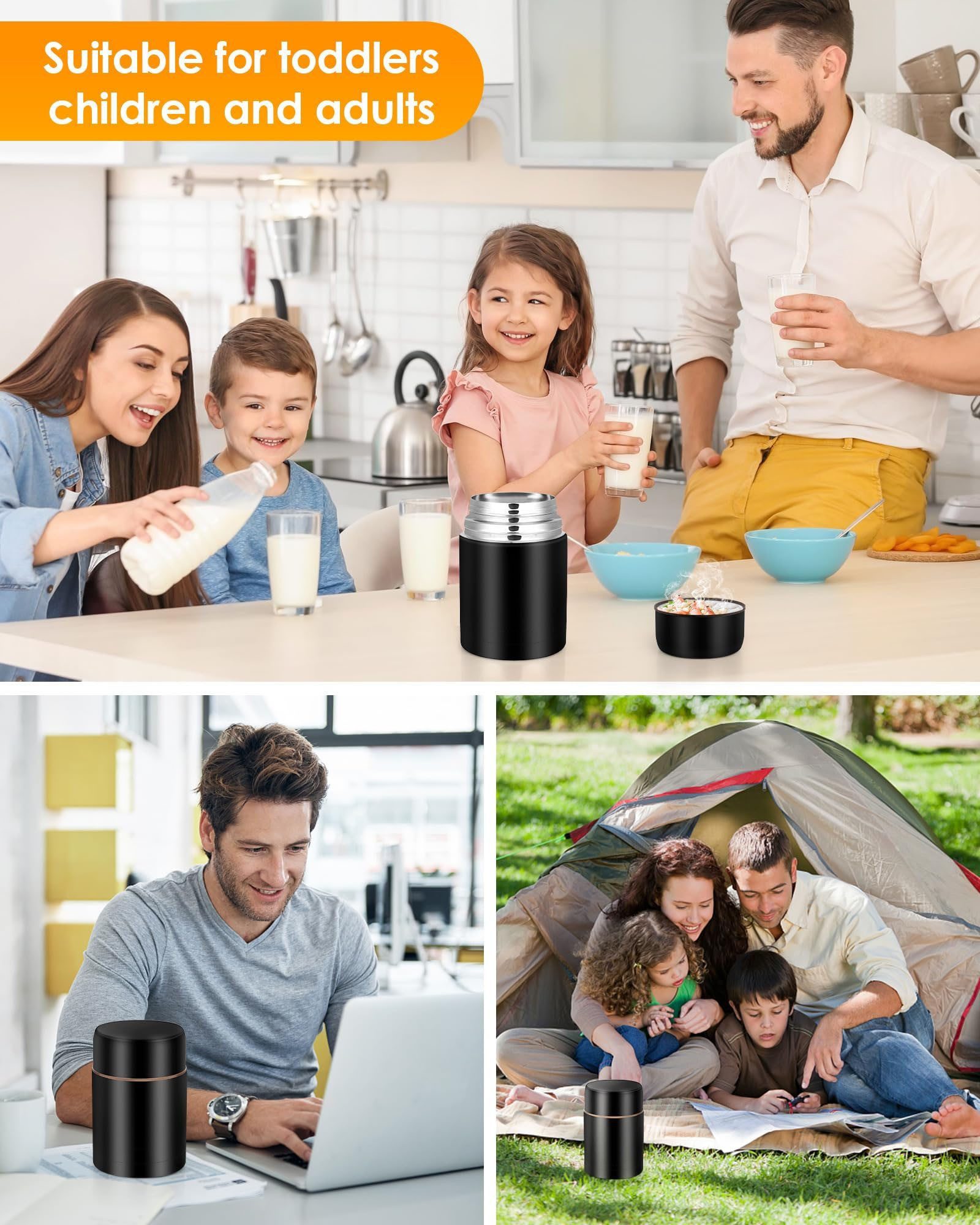 SURFOU Thermobehälter Thermobehälter Für Essen 800ML, Thermobecher Wärmebehälter, Thermobox, Edelstahl, (Lebensmittelechter Edelstahl Warmhaltebehälter Speisege – Bild 3 von 5