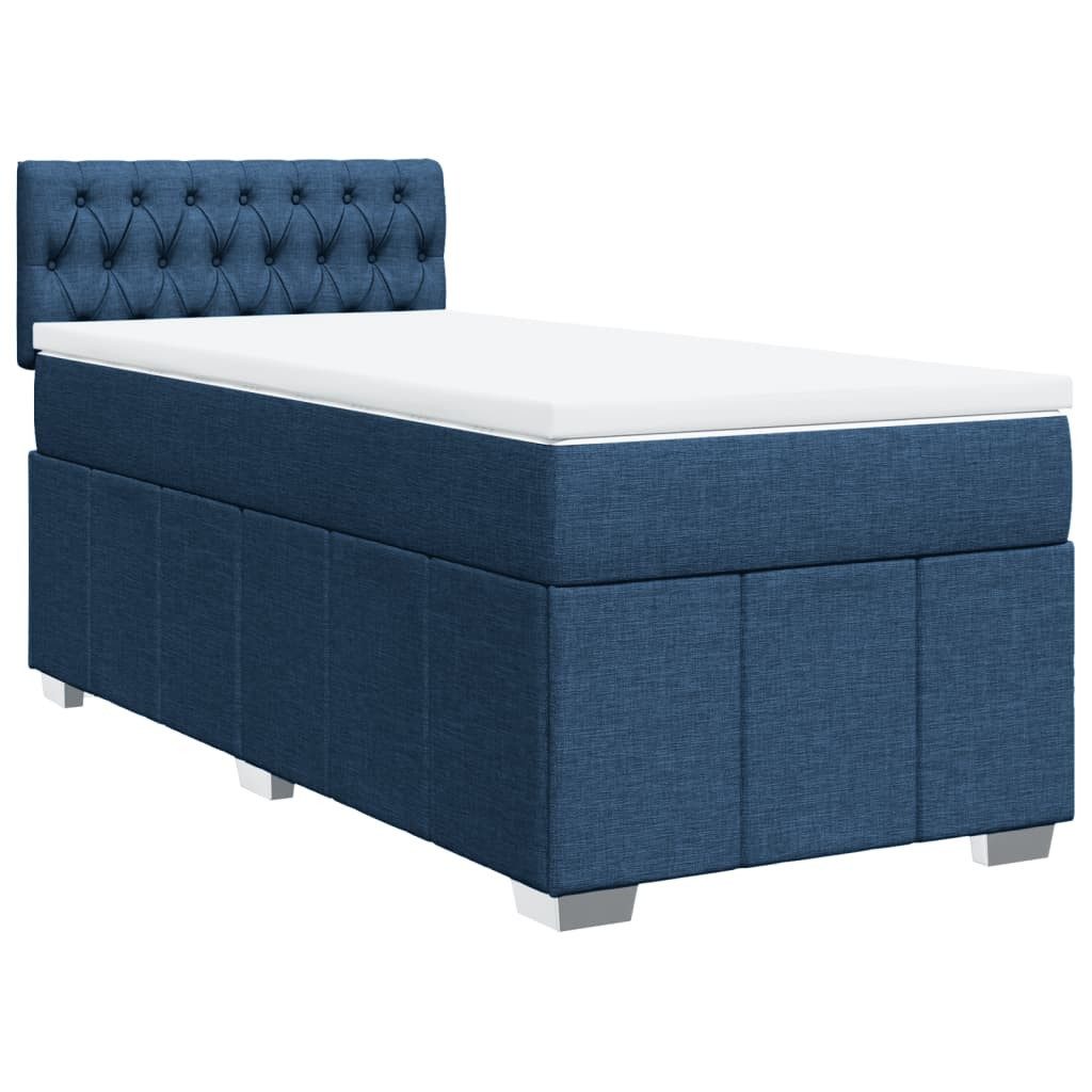 Bett Boxspringbett mit Matratze Blau 100x200 cm Stoff