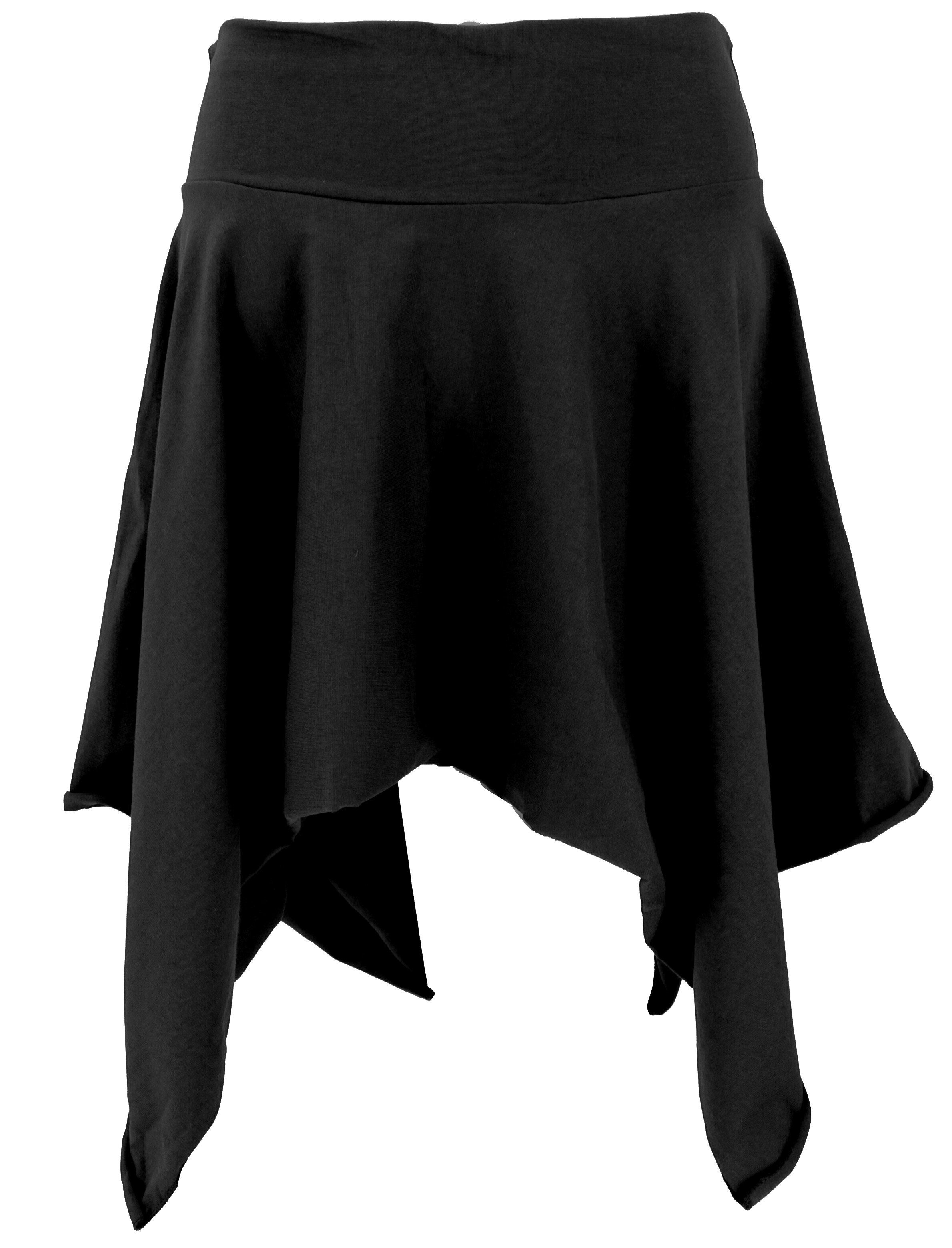 Guru-Shop Minirock Pixi Zipfelrock, Elfenrock/Top - schwarz alternative Bekleidung