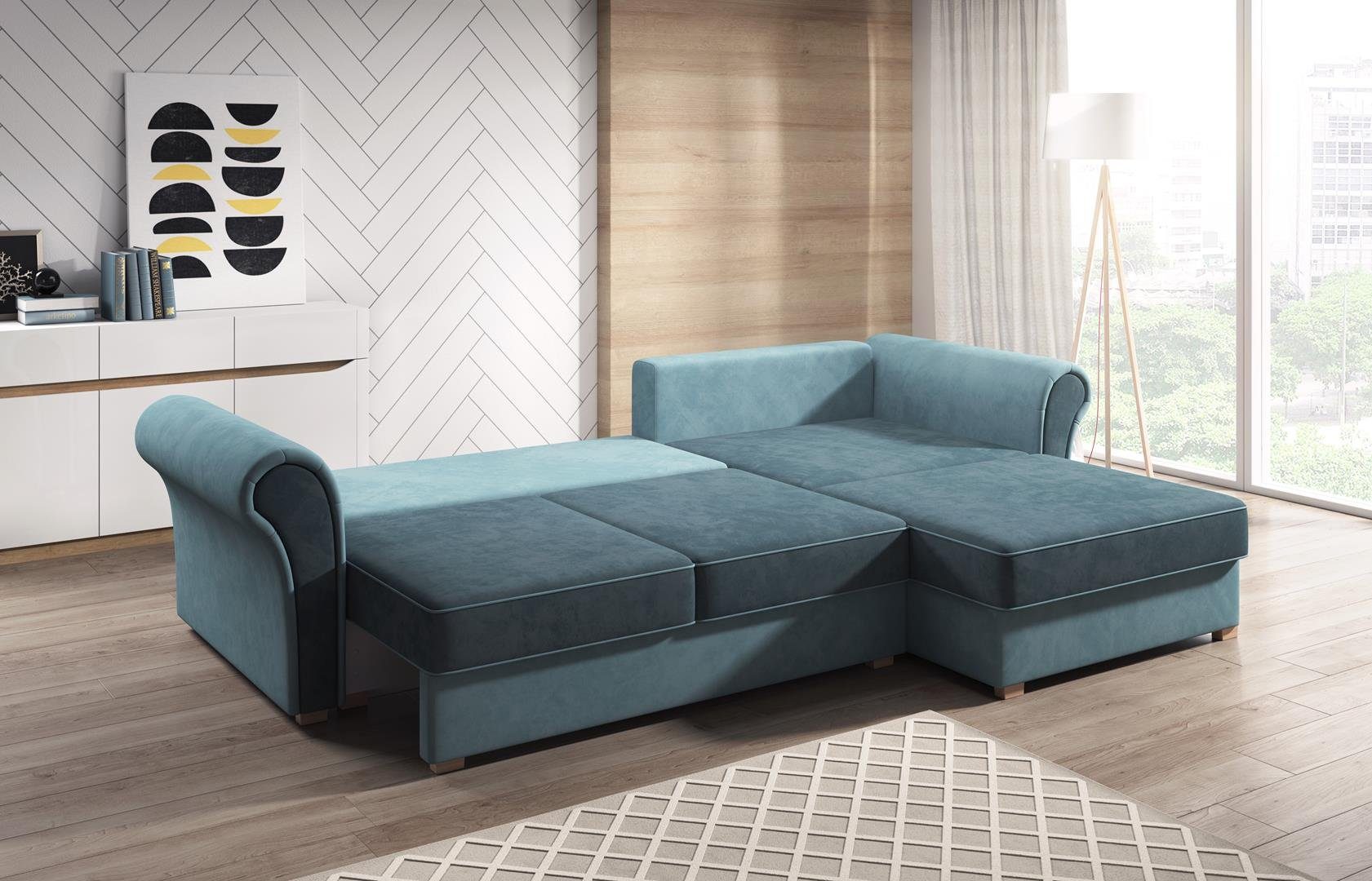 JVmoebel Ecksofa Designer Wohnlandschaft L-Form Couch Ecksofa Polster Garnitur, Made in Europe Blau