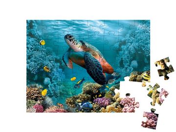 puzzleYOU Puzzle Unterwasserwelt: Schildkröte und Korallen, 48 Puzzleteile, puzzleYOU-Kollektionen Unterwasser