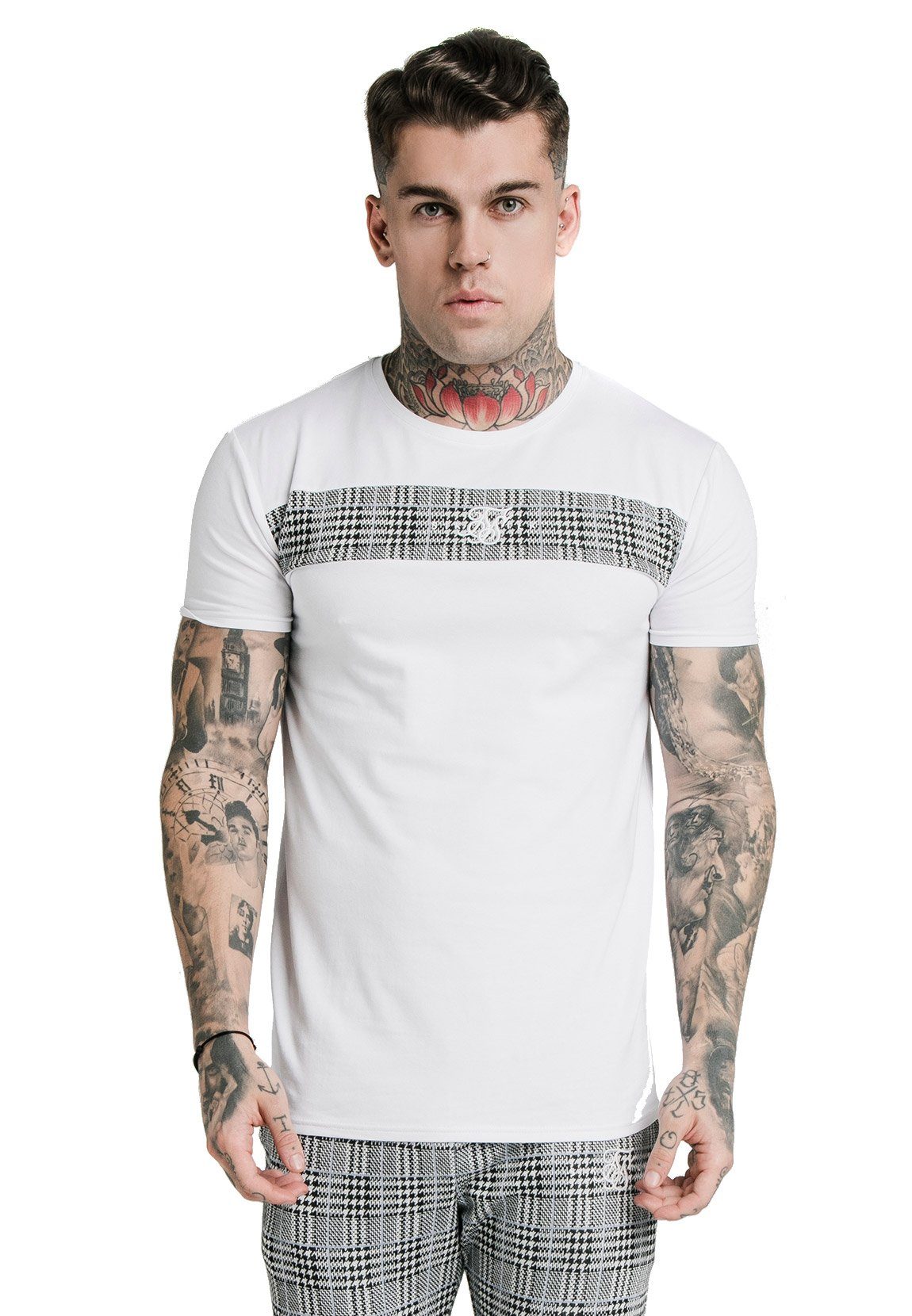 Siksilk T-Shirt SikSilk T-Shirt Herren PANEL SMART TEE SS-17539 White