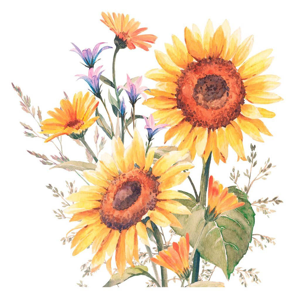 Ambiente Papierserviette Sunflowers, (20 St), 33 cm x 33 cm