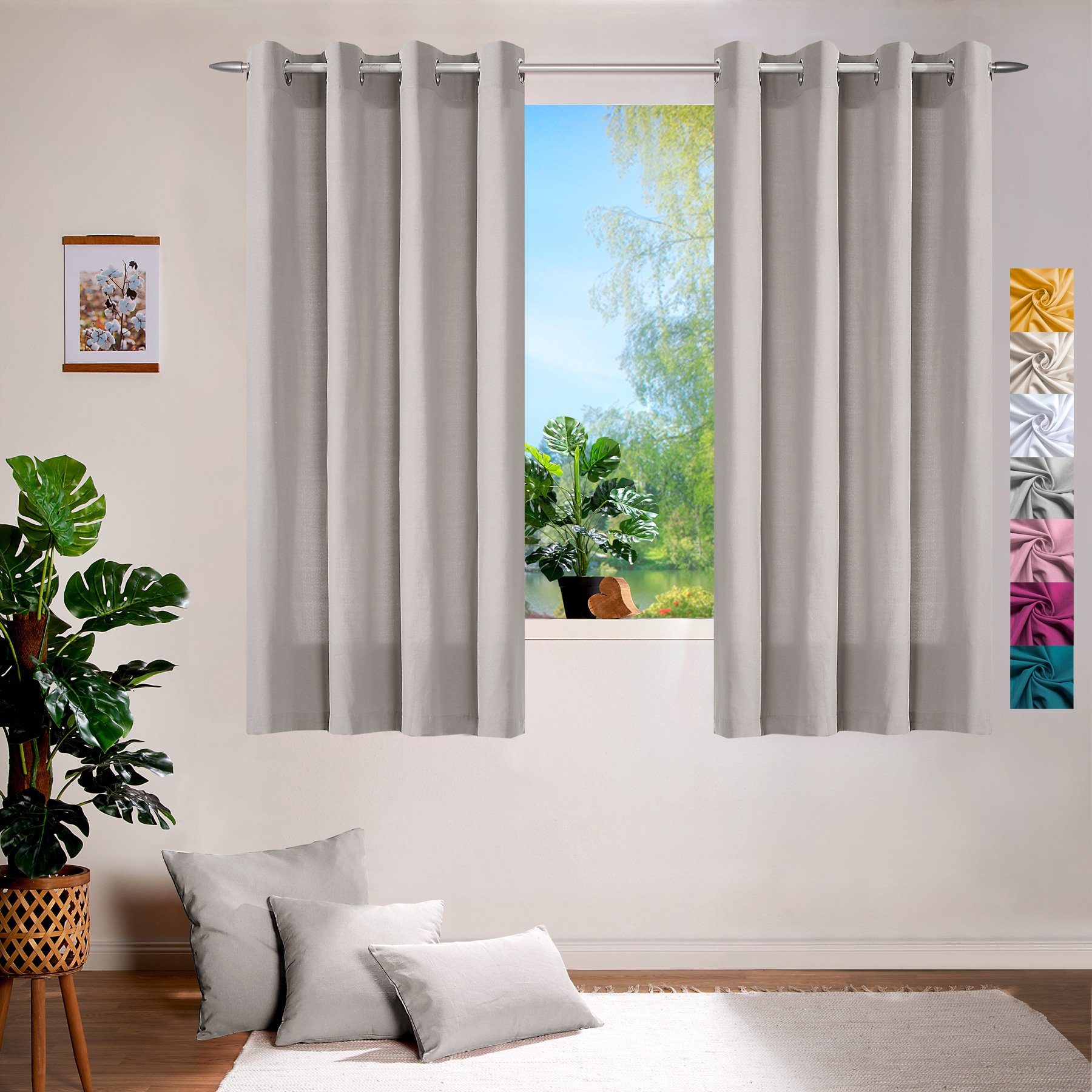 heimtexland Vorhang Dekoschal Baumwolle Vorhang Deko Gardine Ösenschal (1 St), Ösen, blickdicht, Baumwoll-Gemisch, blickdicht