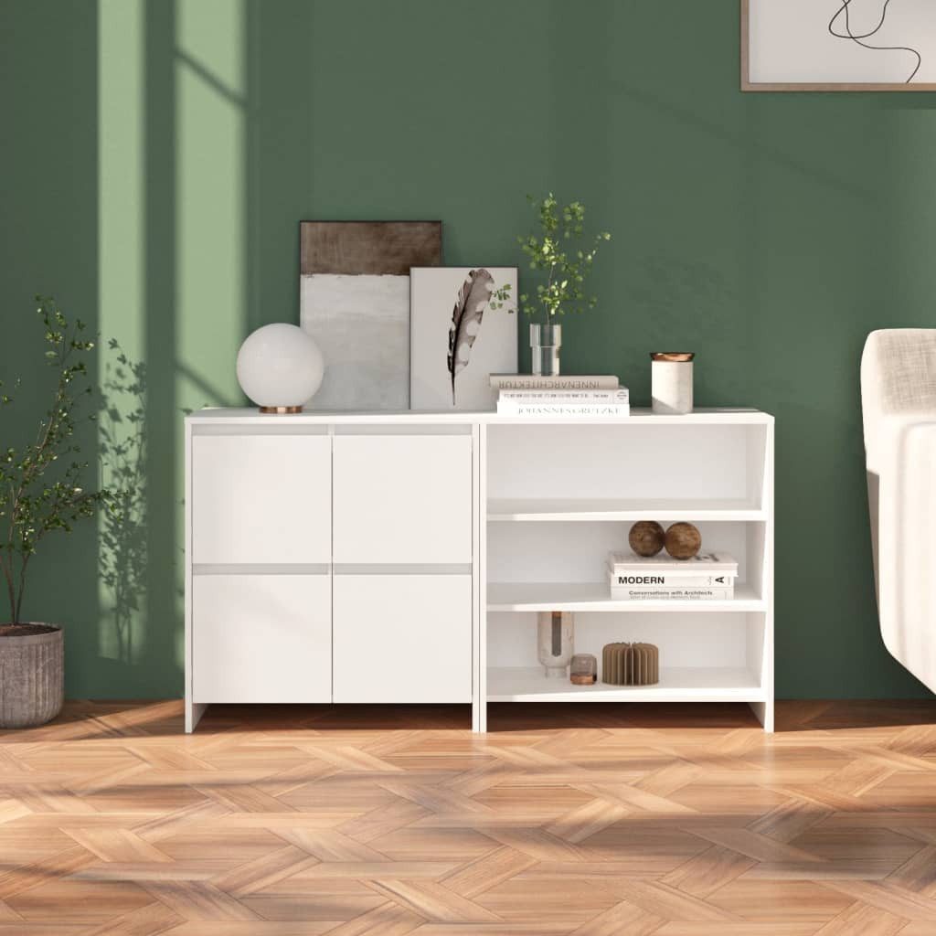 vidaXL Sideboard NA 2-tlg Sideboard Weiß Spanplatte 140x41x75
