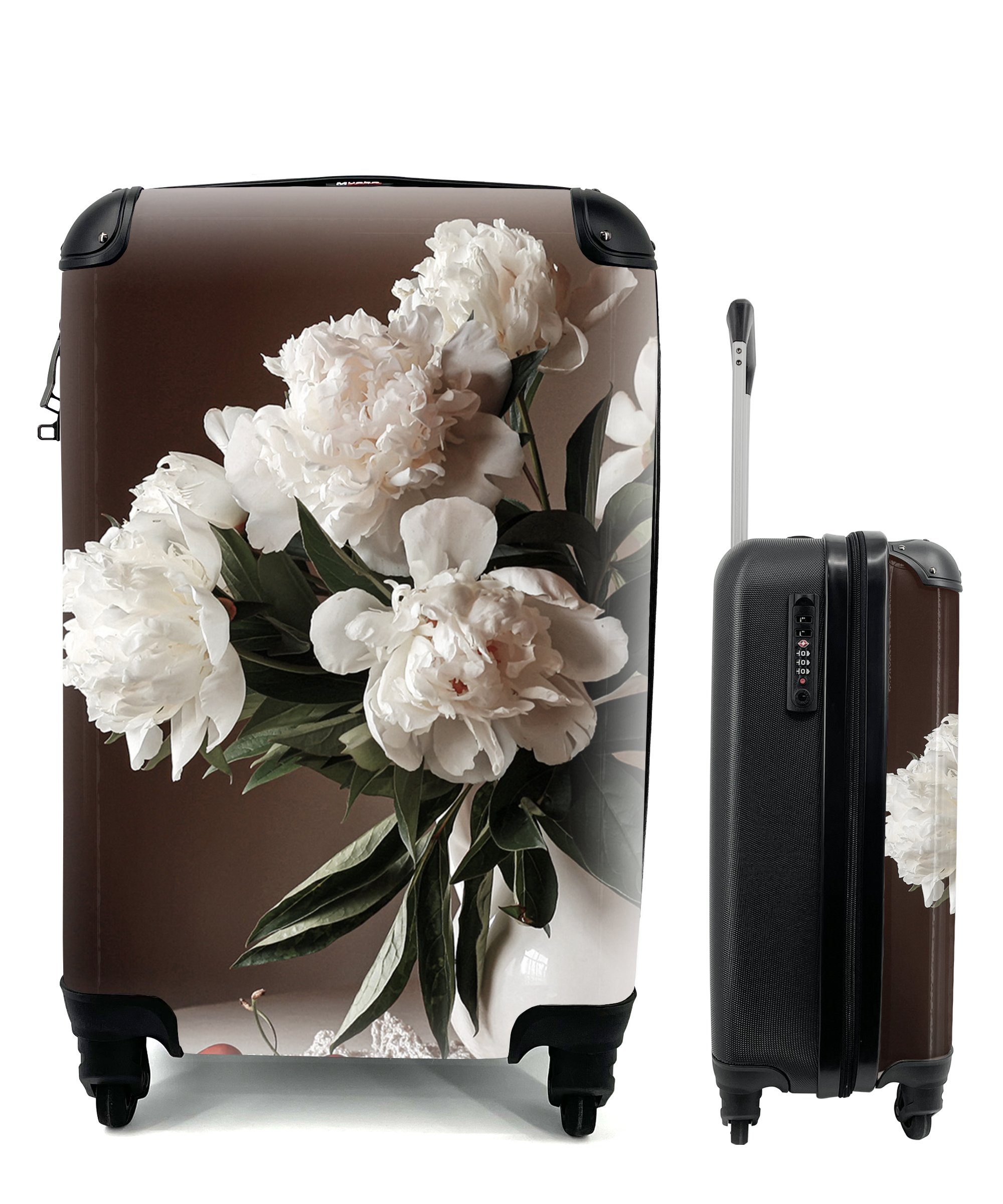 Reisekoffer Handgepäck Handgepäckkoffer Stilleben Trolley, MuchoWow 4 - Rollen, rollen, mit - Reisetasche Ferien, für Kirschen Blumen,