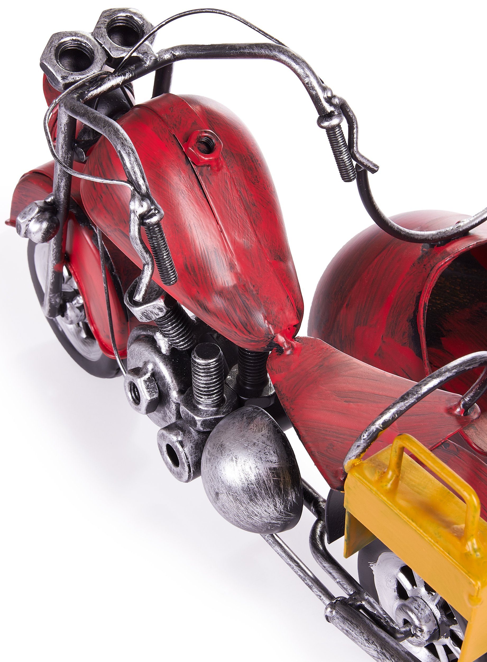 BRUBAKER Weinflaschenhalter Motorrad mit Beiwagen Rot Flaschenhalter, (inklusive Grußkarte), Weinhalter Metall Skulptur, Wein Geschenk – Bild 5 von 5