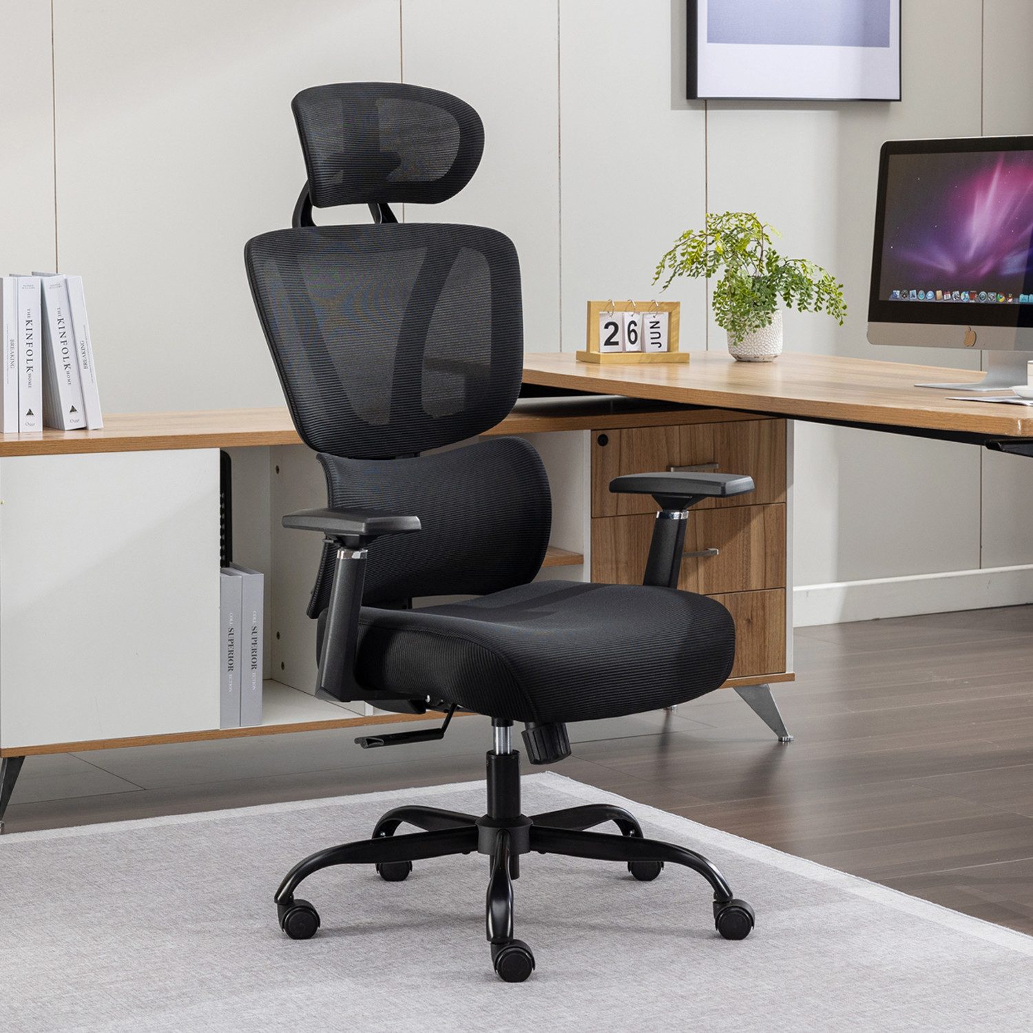 BRTHORY Bürostuhl Ergonomischer Verstellbare Lendenwirbelstütze/Kopfstütz/W günstig online kaufen
