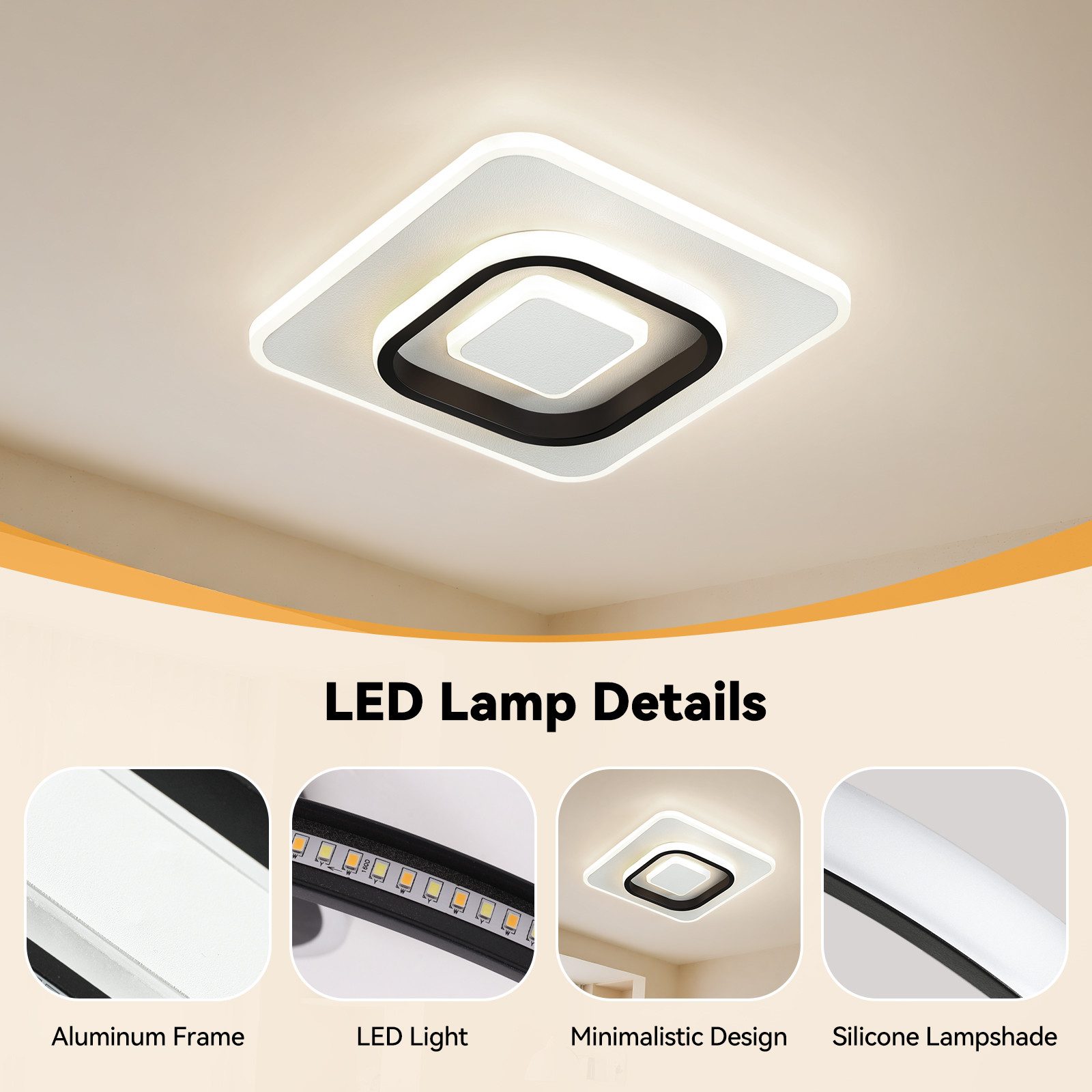 BlingBin LED Deckenleuchte Runde Deckenlampe LED Moderne 22W, Minimalistisches Design, 2300LM, LED fest integriert, Warmweiß, Neutralweiß, Kaltweiß, LED Lampen Deckenbeleuchtung Ceiling Light für Wohnzimmer