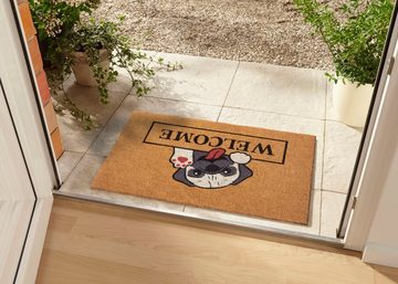Fußmatte Welcome & Dog, HANSE Home, rechteckig, Höhe: 15 mm, Kokos, Schmutzfangmatte, Outdoor, Rutschfest, Innen, Kokosmatte, Flur