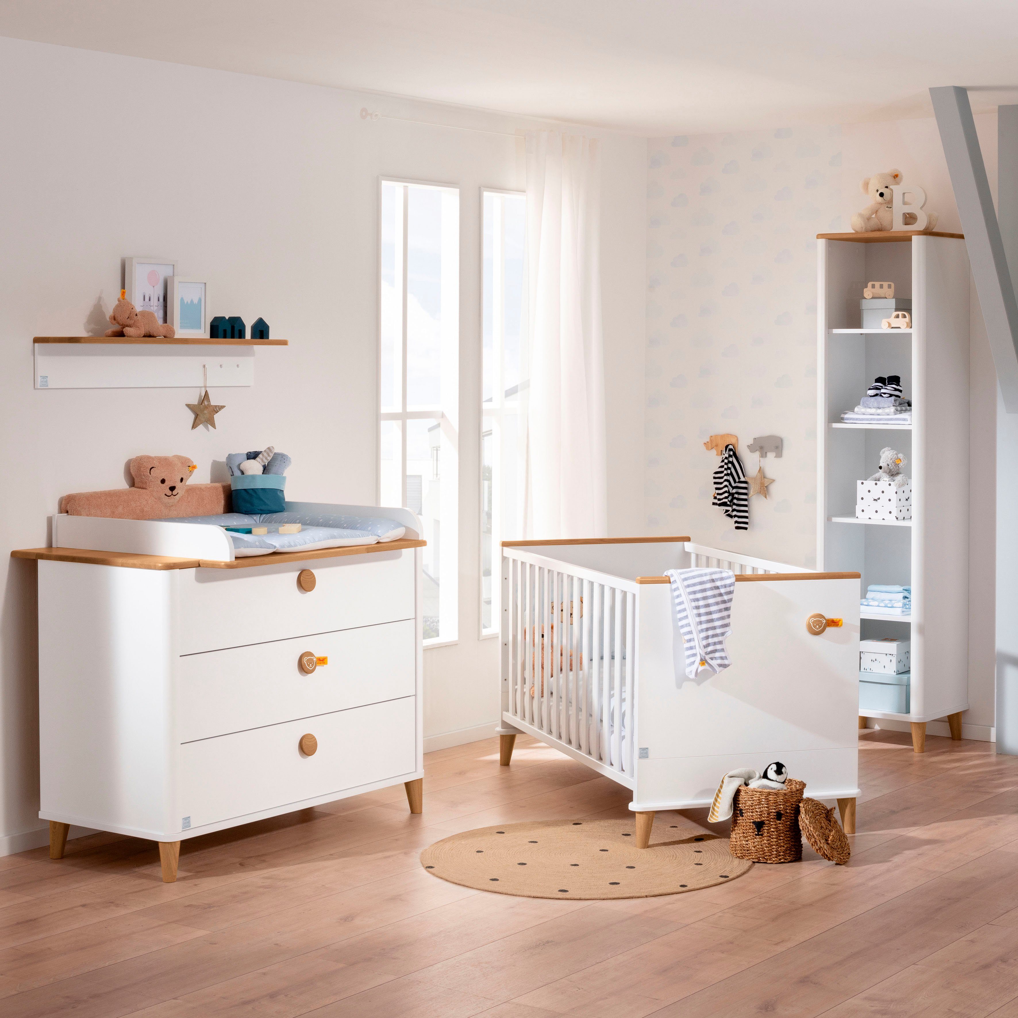 PAIDI Kinderregal LOTTE & FYNN Steiff by PAIDI, Weiß mit Eiche Massivholz, günstig online kaufen