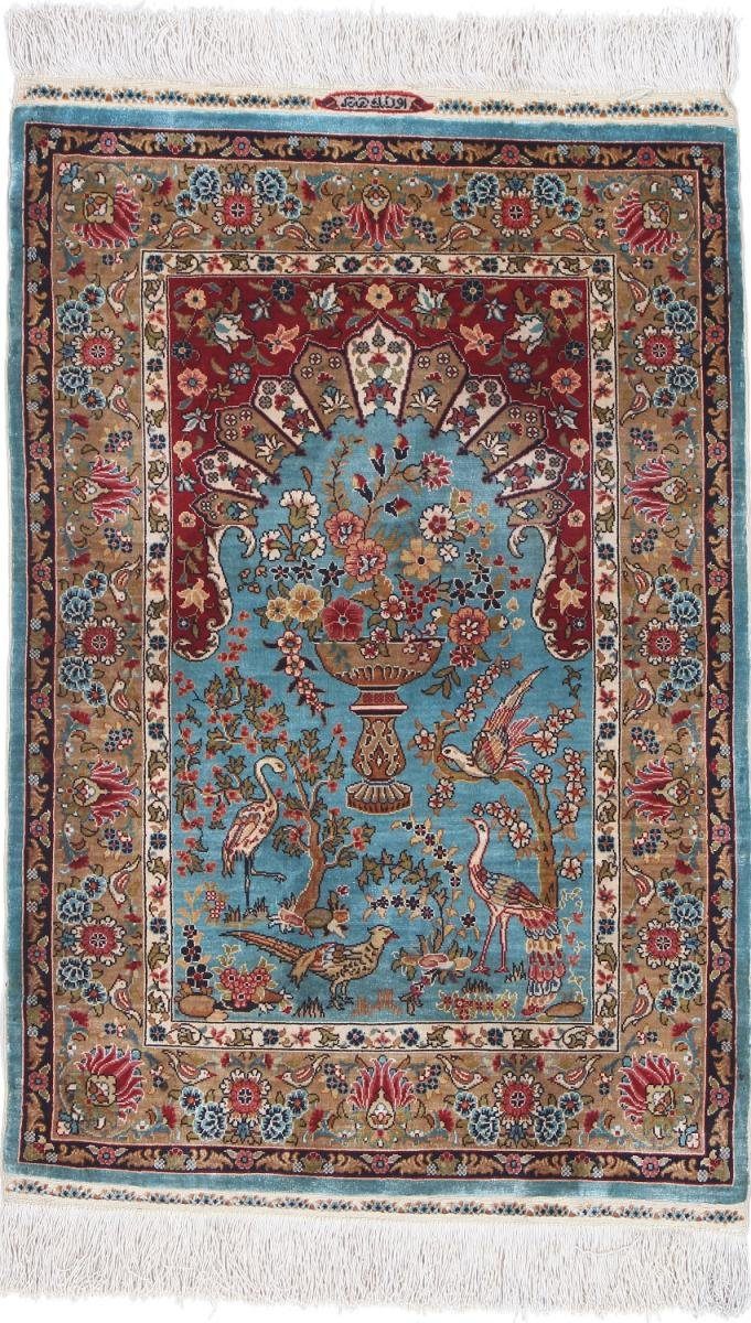 Seidenteppich Hereke Seide Ozipek 53x79 Handgeknüpfter Orientteppich, Nain Trading, rechteckig, Höhe: 3 mm