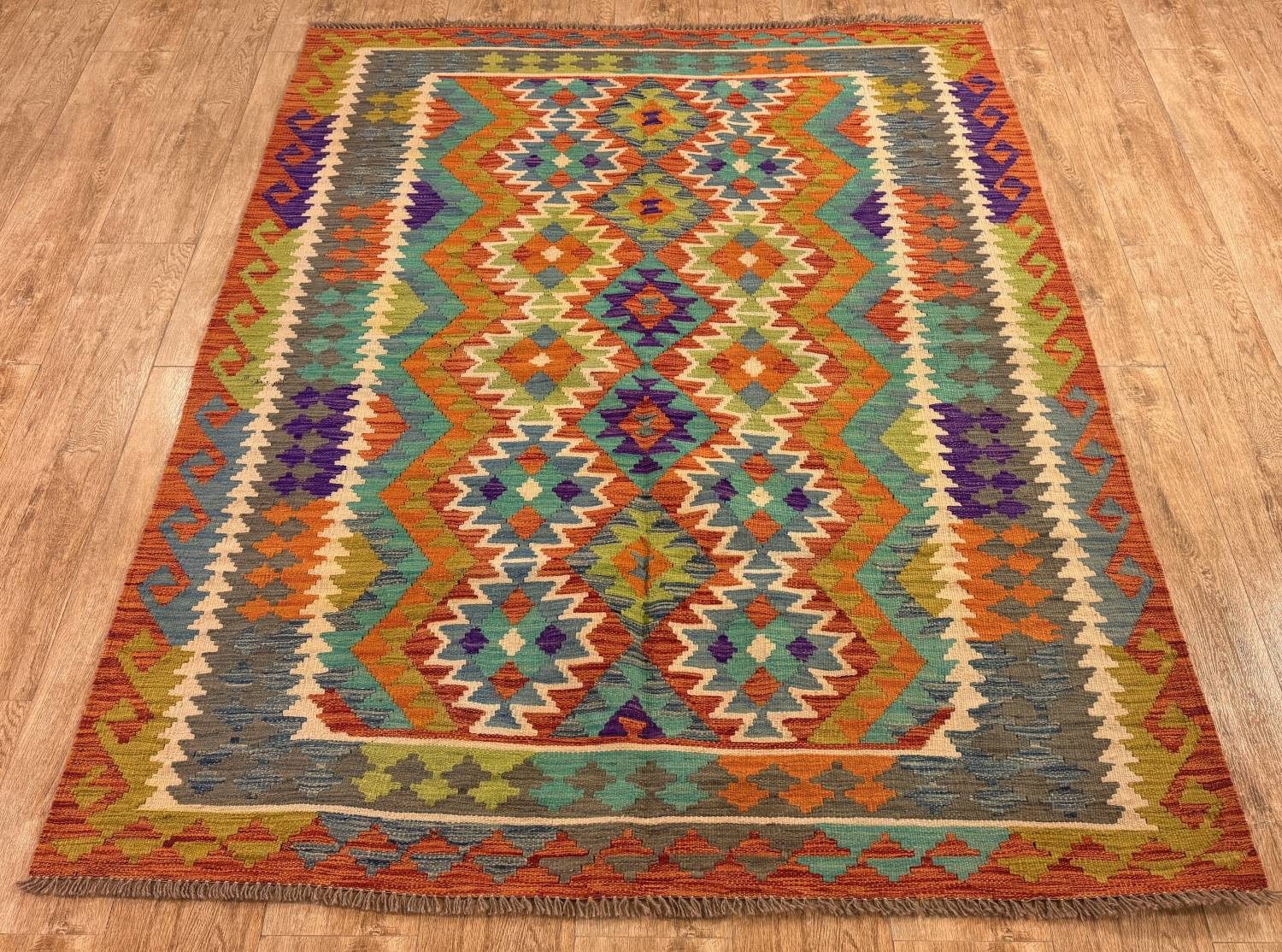 Rug Studios Teppich KELIM ORIGINAL HANDGEARBEITET, Rechteckig, Höhe: 5 mm, Handgewebt, 158 x 204 cm, Multi