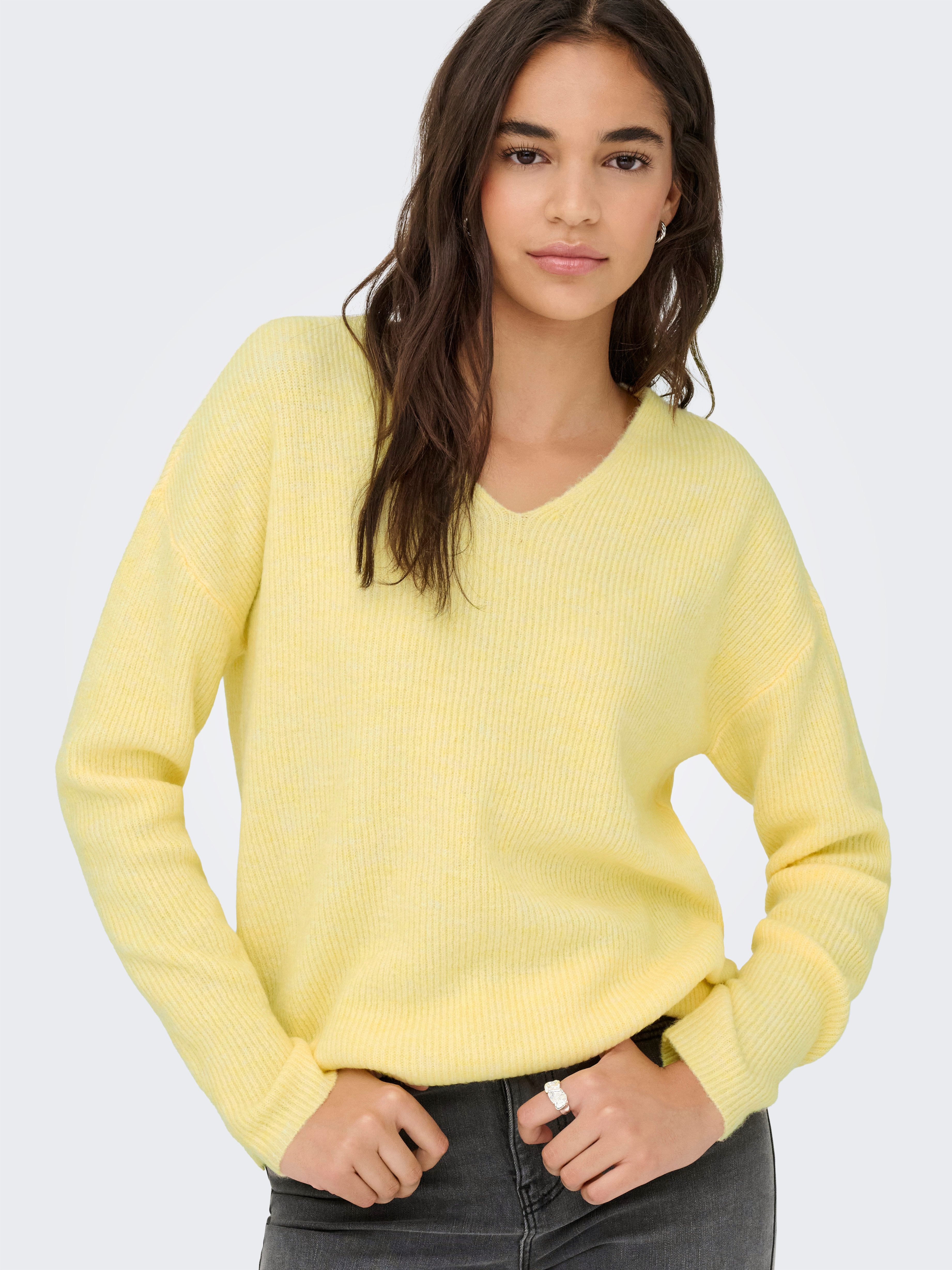 ONLY V-Ausschnitt-Pullover ONLCAMILLA V-NECK L/S PULLOVER KNT NOOS Materialmix, regular fit