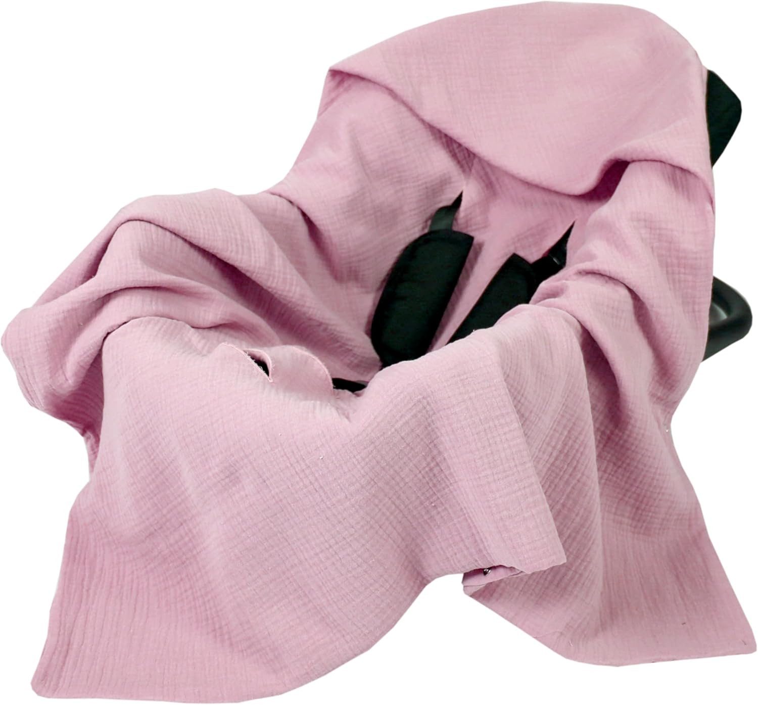 Babyschale Einschlagdecke mit Kapuze 90x90 cm Musselin Baumwolle für Autositz