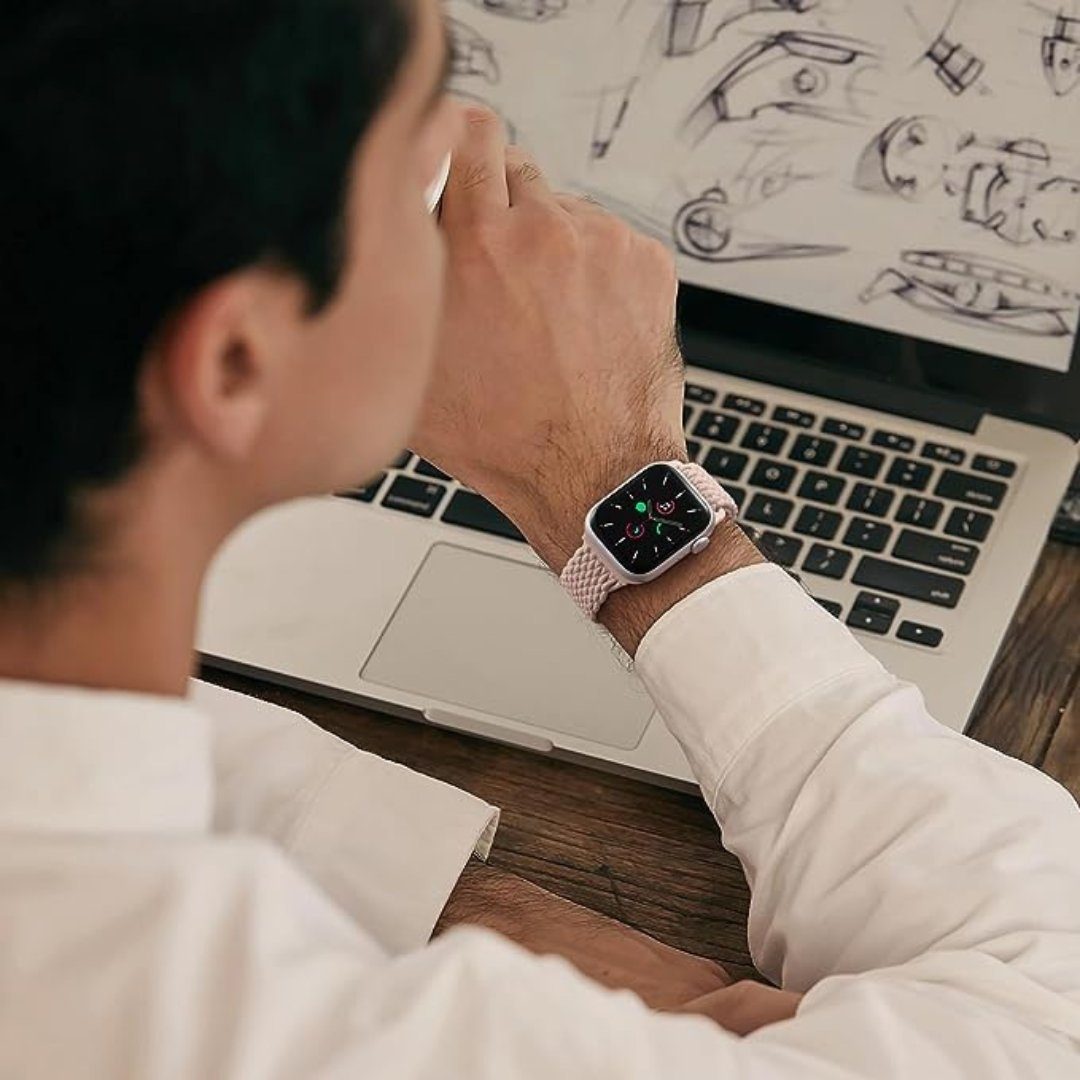 Ultra, mit verstellbaren Uhrenarmband SmartUP für Solo / Perlenweiß Armband Loop Uhrenarmband Magnetverschluss Apple Watch Geflochtenes 1-9 #4