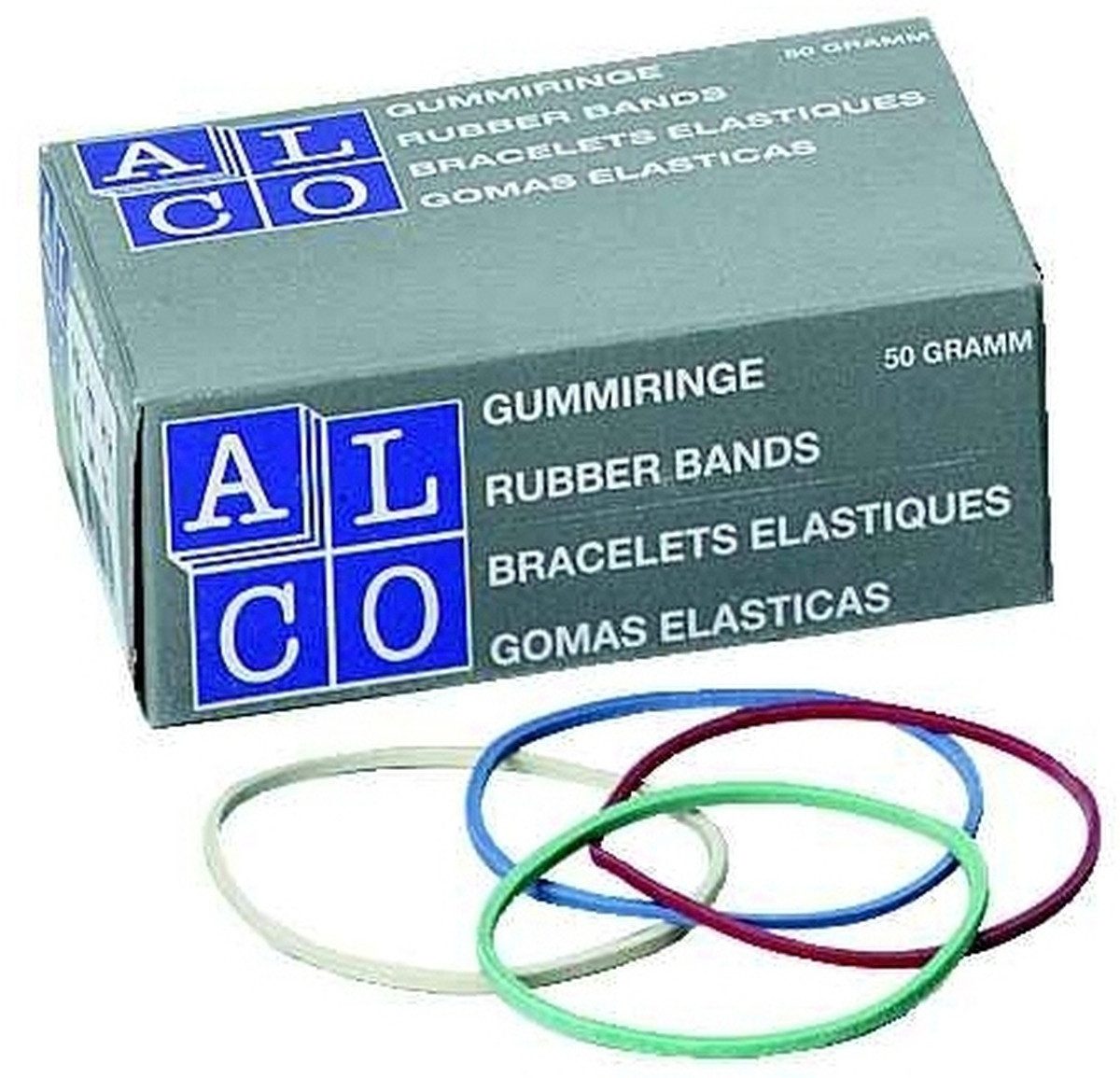 ALCO Gummibänder Gummiringe 50mm 50g farbig