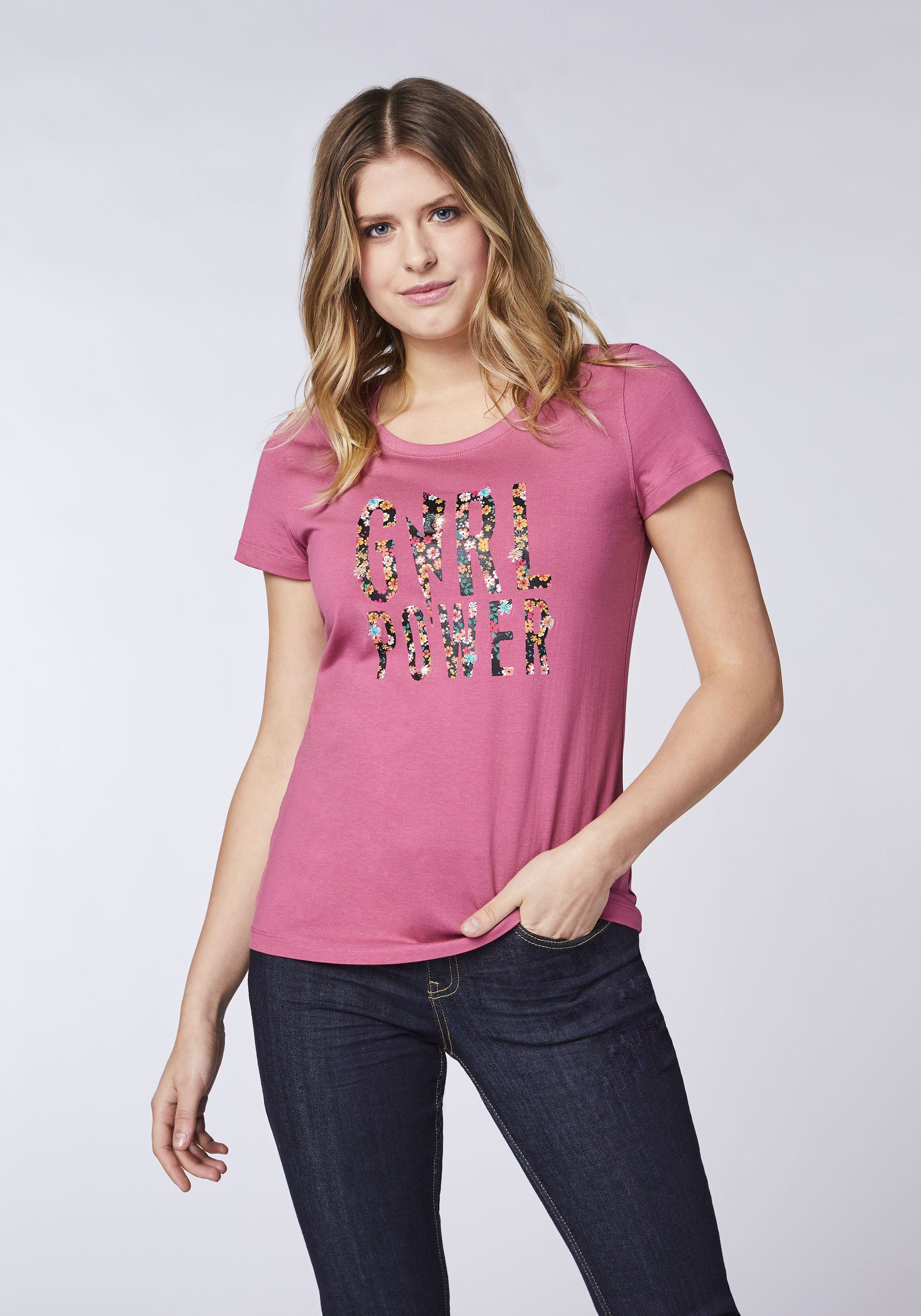 Oklahoma Jeans Print-Shirt mit Power Print Rose Wine 17-1623 Girl