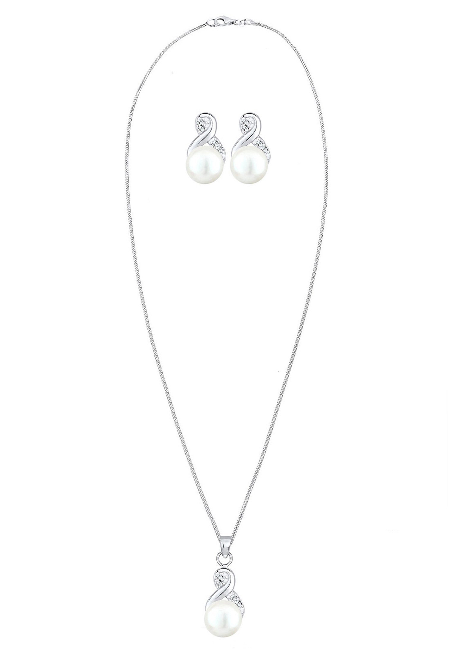 Elli Schmuckset Infinity Perlen Kristalle 925 Silber, Infinity