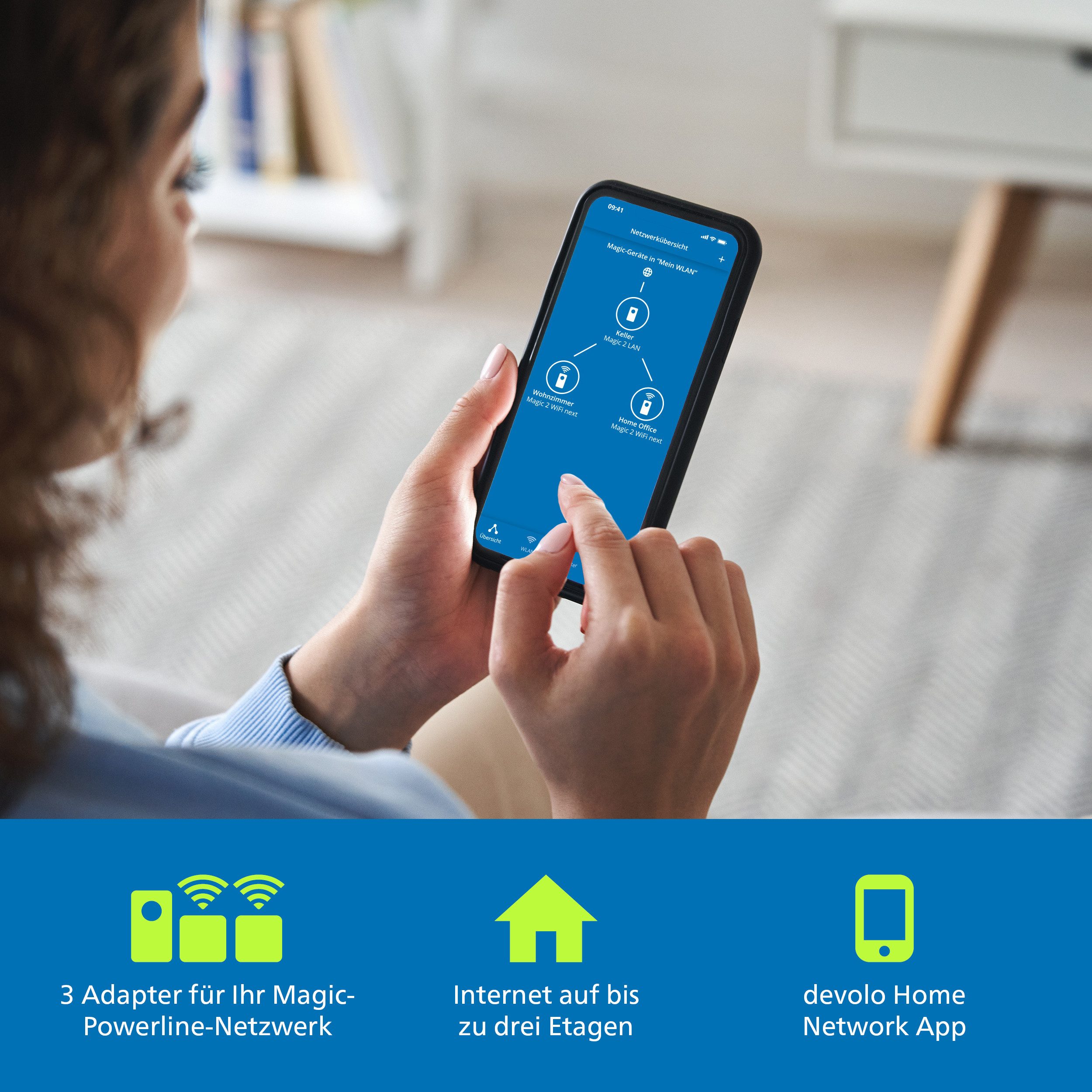 DEVOLO Magic 1 WiFi mini Multiroom Kit Reichweitenverstärker, Powerline WLAN Verstärker 3x Adapter
