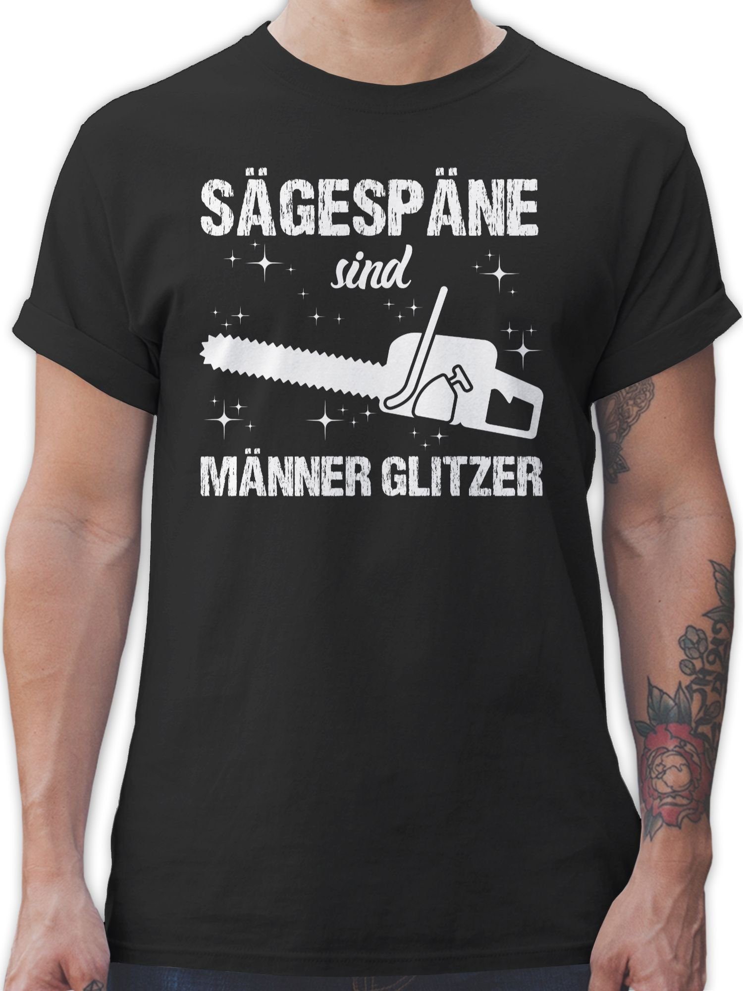 Shirtracer T-Shirt Sägespäne sind Männer Glitzer - weiß Herren & Männer Geschenke 01 Schwarz