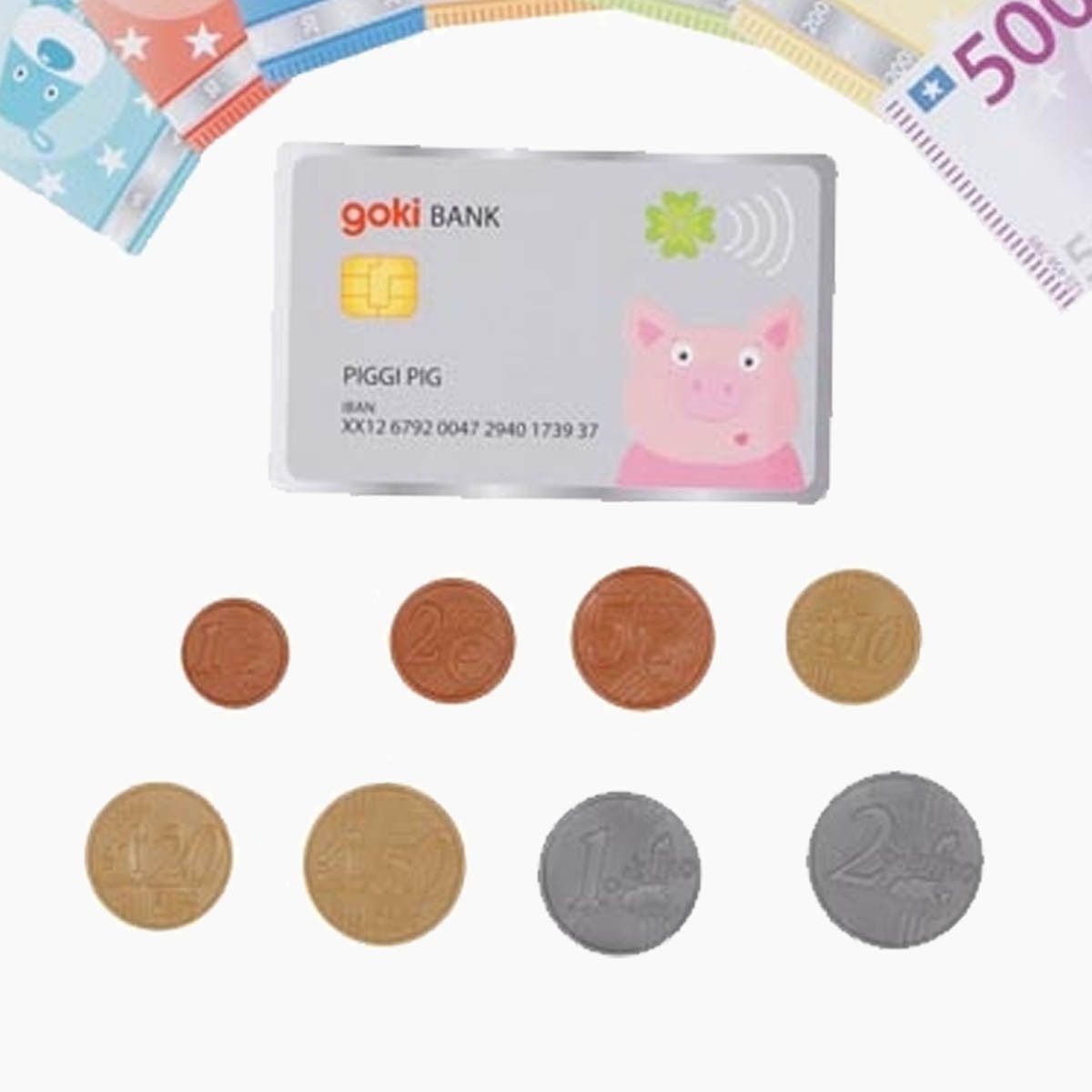 goki Spielkasse Spielgeld Tierische Taler und Kreditkarte, (177-tlg), perfekt für den kleinen Einkaufsladen
