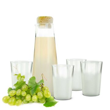 Sendez Wasserkaraffe 1L Glaskaraffe mit Korkdeckel + 4 Gläser Wasserkaraffe Saftgläser, (5-tlg)