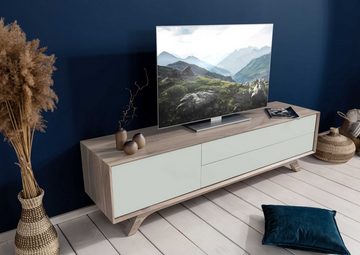 Massivmoebel24 TV-Board TV-Board Akazie 180x45x50 braun-weiß lackiert TROMSO #105