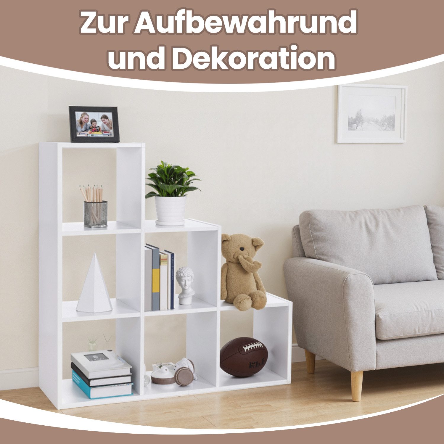 VASAGLE Bücherregal Raumteiler, Würfelregal, freistehend
