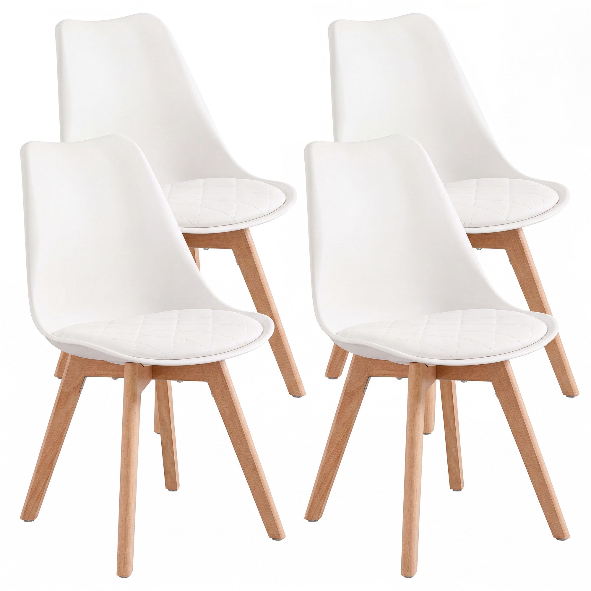 VASAGLE Esszimmerstuhl aus PU-Leder und Buchenholz, für Esszimmer und Büro, Gepolsterte Küchenstühle, 4er Set, 46,5 x 57 x 79 cm