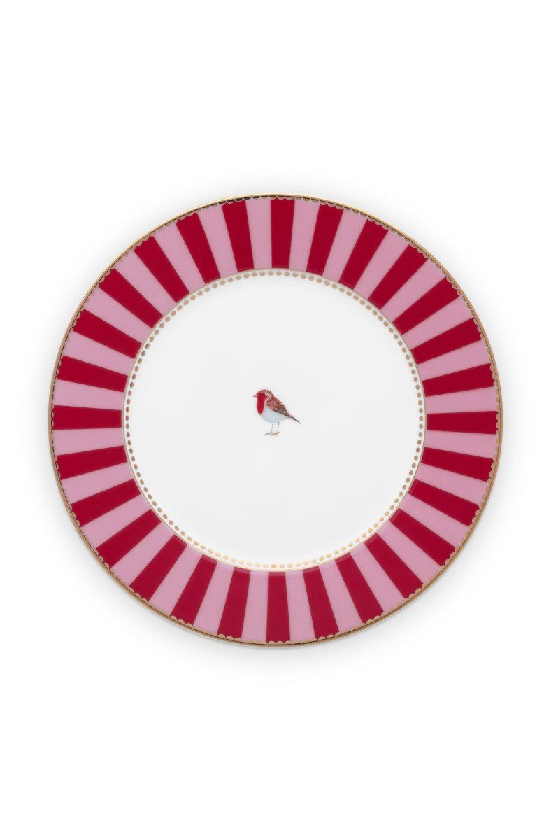 PiP Studio Brotteller Love Birds Brotteller Stripes rot-pink 17cm