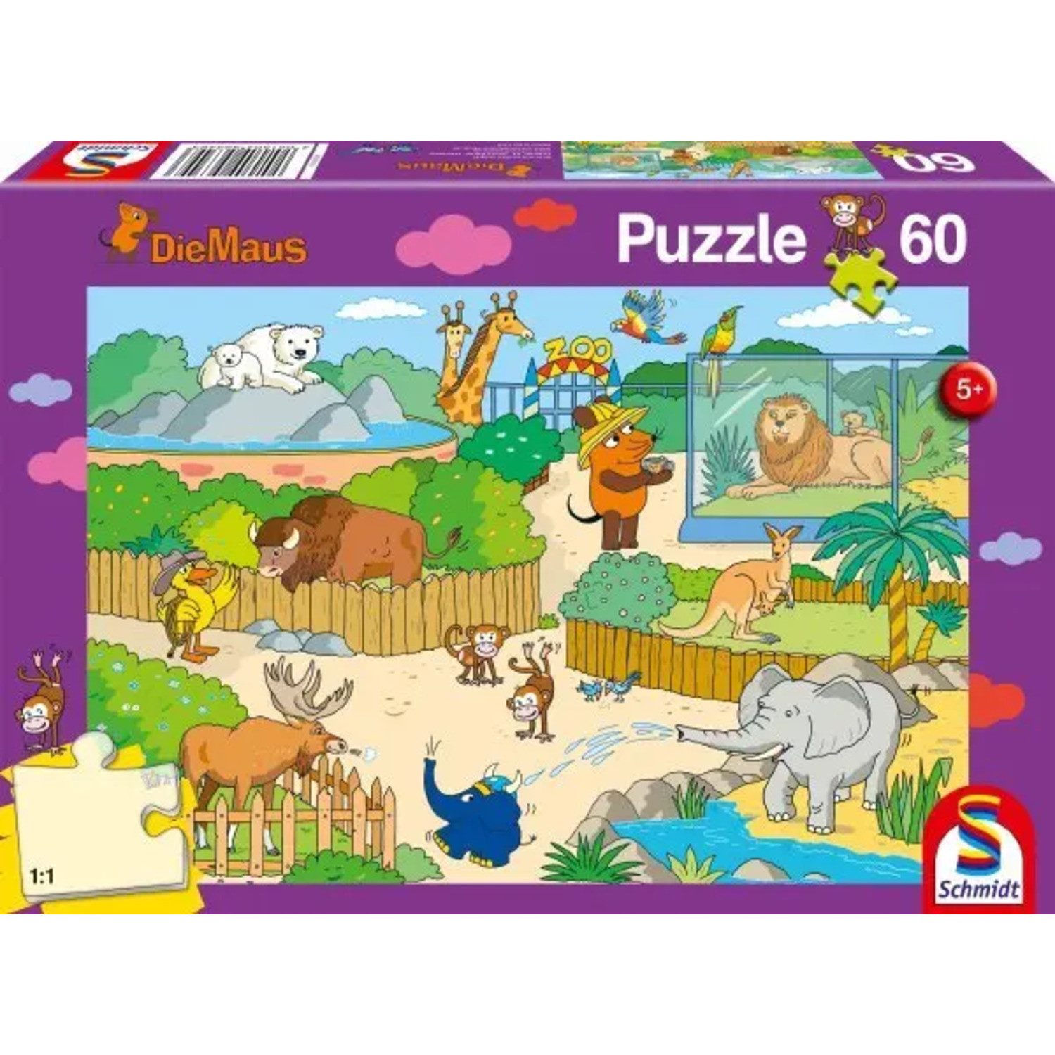 Schmidt Spiele Puzzle Die Sendung mit der Maus, Im Zoo (Kinderpuzzle), 99 P günstig online kaufen