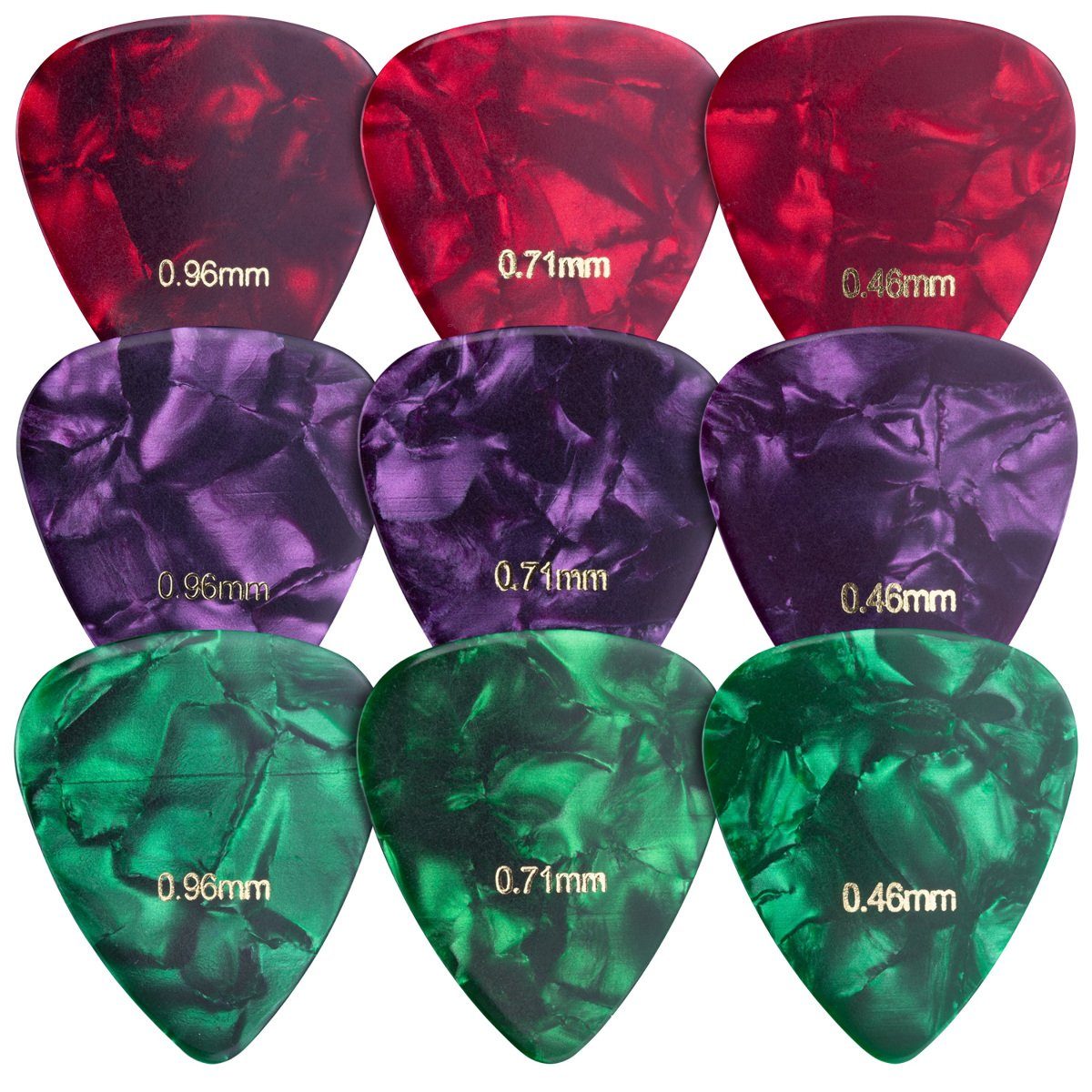 kwmobile Plektrum Plektrum-Set für akustische & E-Gitarre - 9 Stk. - 3 Stärken