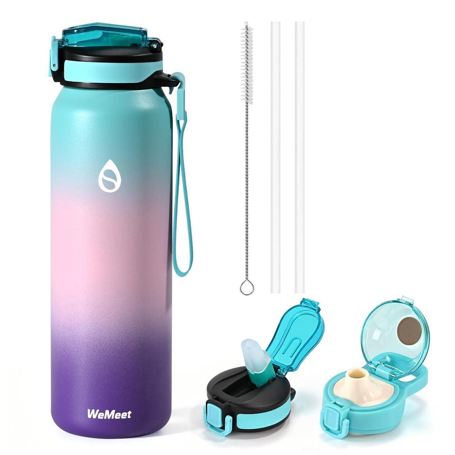 LuxusKollektion Isolierflasche Wasserflasche Edelstahl 700ml Kohlensäure geeignet Grün Rosa Lila