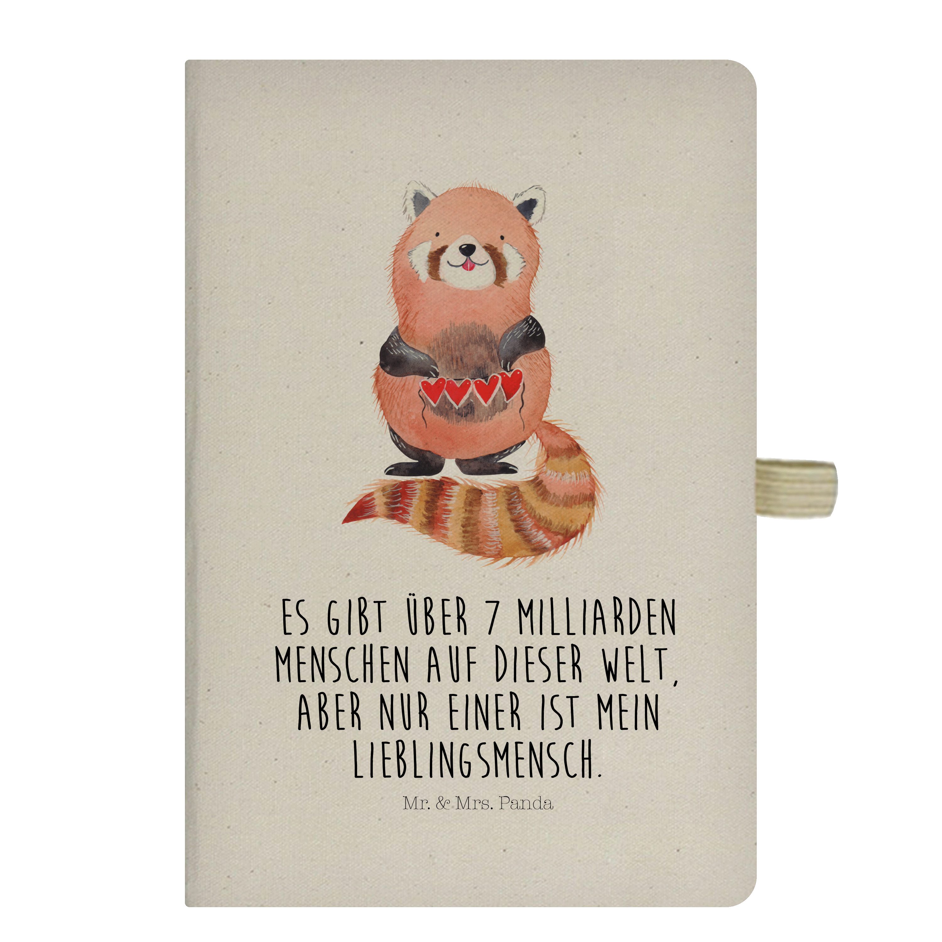 Mr. & Mrs. Panda Notizbuch Roter Panda - Transparent - Geschenk, Schreibheft, Notizheft, Tiermot Mr. & Mrs. Panda