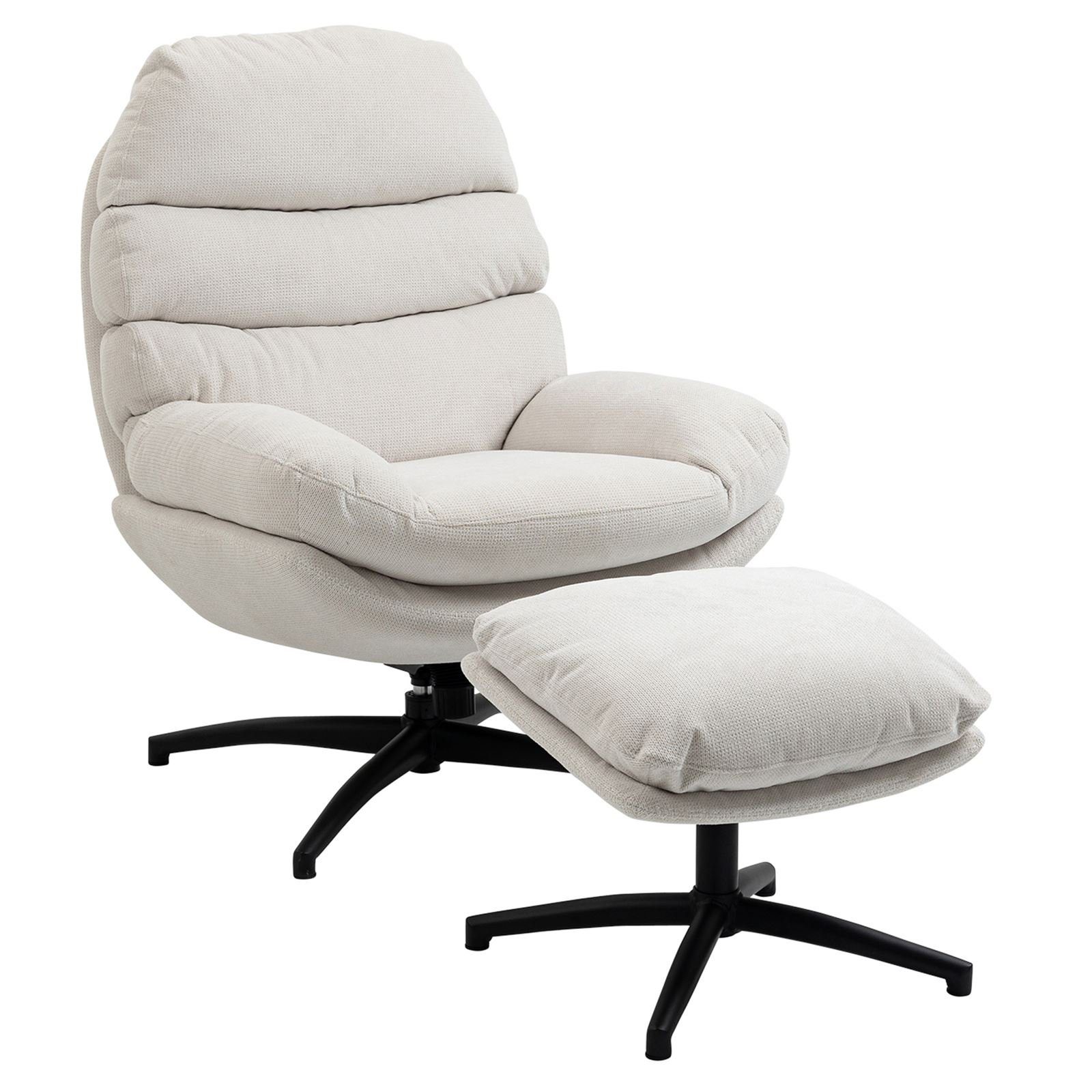 CARO-Möbel Relaxsessel ANDROS, Relaxsessel mit Hocker Polstersessel Wohnzimmer Metall Stoff Modern