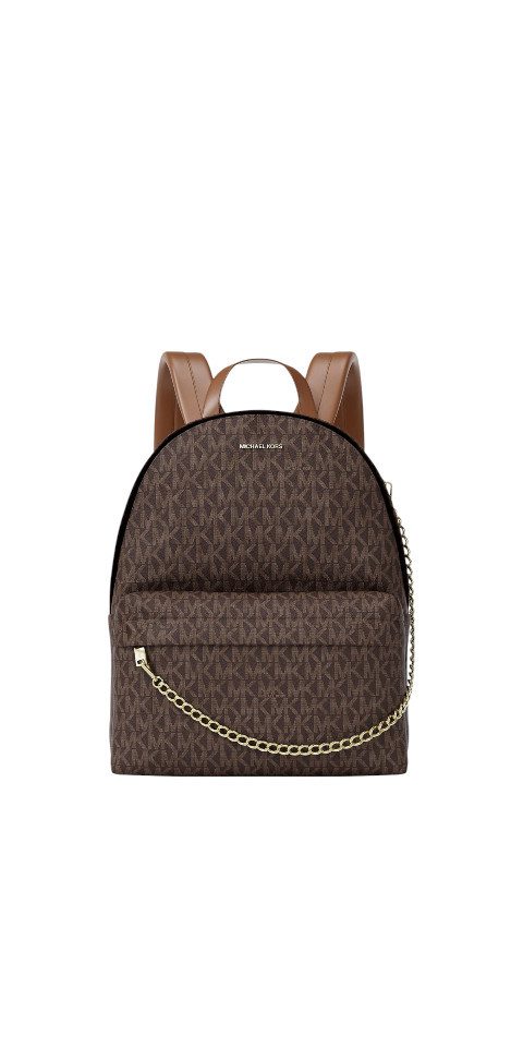 MICHAEL KORS Freizeitrucksack Michael Kors Slater Medium Rucksack Logo-Print Canvas Gold Braun