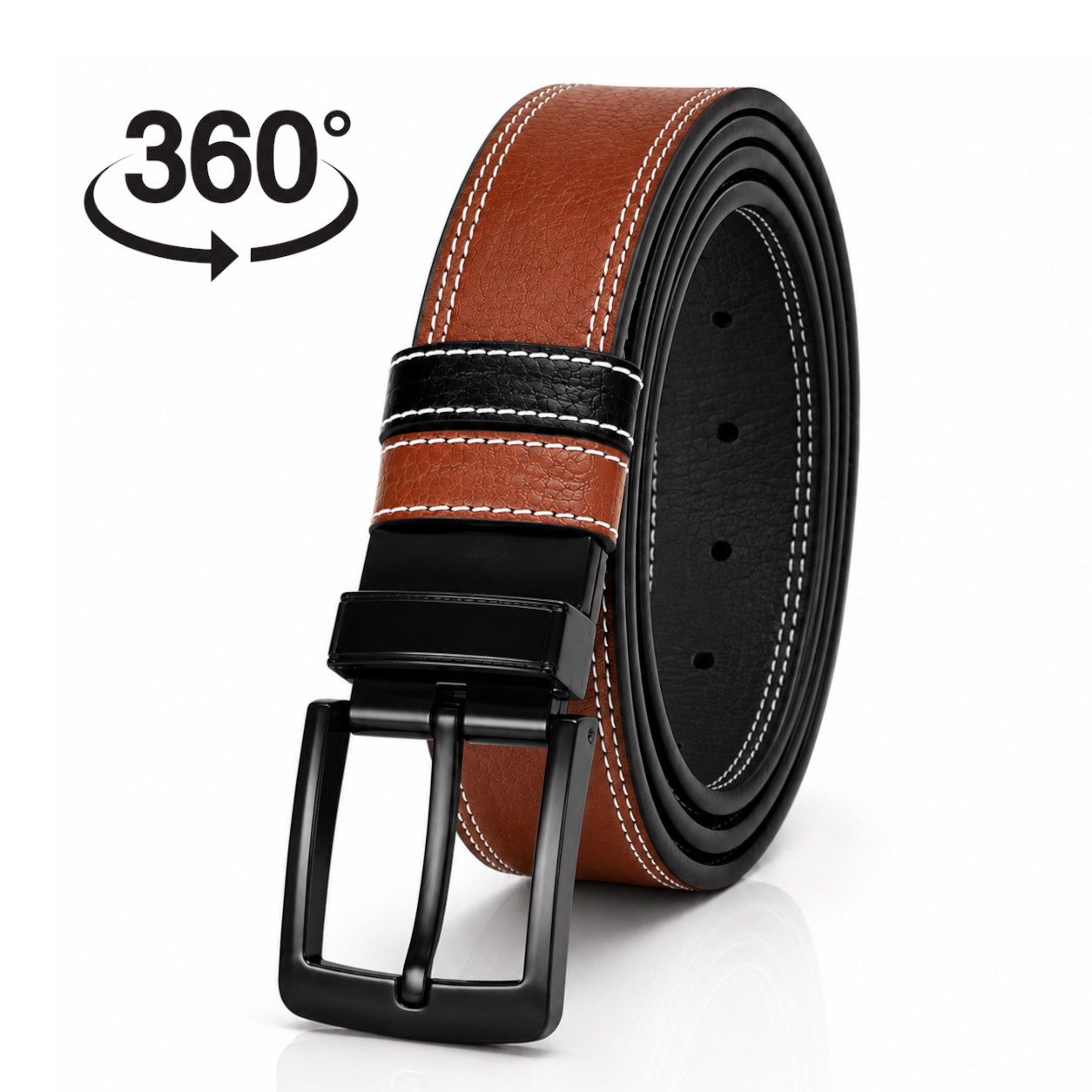 herémood Ledergürtel Herren Leder Gürtel 4cm, Ledergürtel, Herrengürtel, Vatertagsgeschenk (Gürtel Herren Cognac & Schwarz 135 cm - Premium Ledergürtel - handgefertigt - hochwertig verarbeitet - kürzbar, 1-St., Vatertagsgeschenk für Papa Mann) Männer Gesc