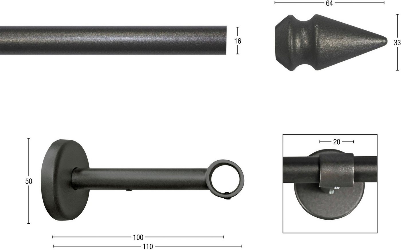Gardinenstange »Spyrna«, GARESA, Ø 16 mm, 1-läufig, Wunschmaßlänge-kaufen