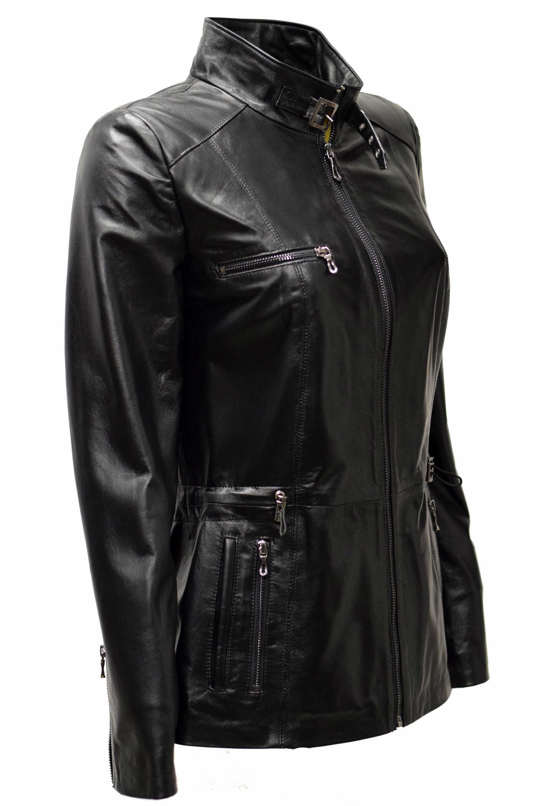 Zimmert Leather Lederjacke Ressi Lammnappa Fine, Schwarz alligator Waschung – Bild 4 von 5