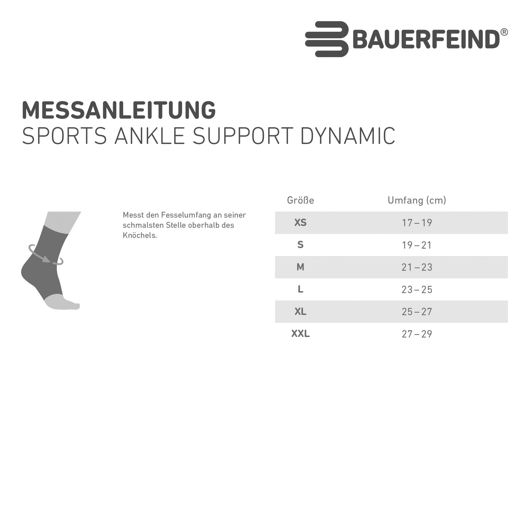 Bauerfeind Sprunggelenkbandage Ankle Support DYNAMIC, beidseitig tragbar, aus Baumwolle, Polyester und Elasthan