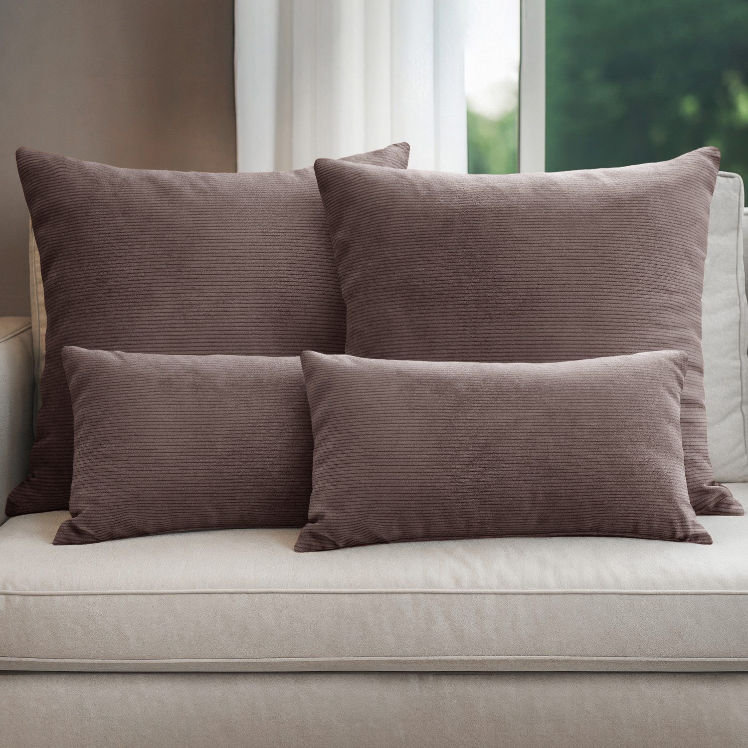 Selfitex Dekokissen 4er Set Cord Kissen inkl. Füllkissen, 2x 50x50 & 2x 30x günstig online kaufen