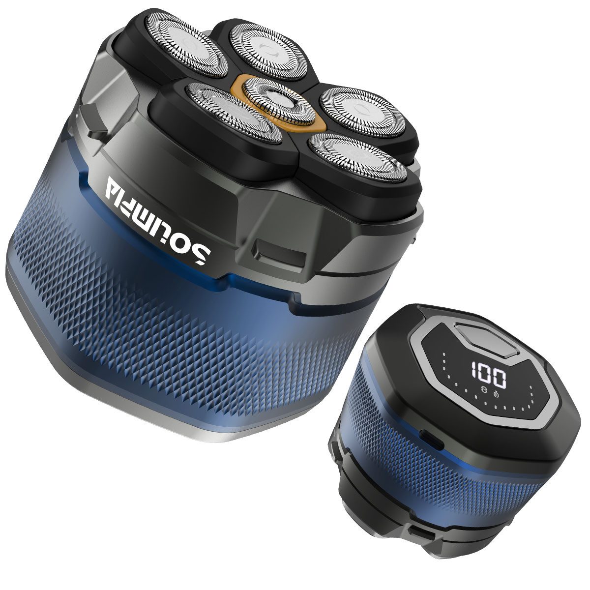 Scttomon Elektrorasierer HT-935, Aufsätze: 1, Bartschneider, 6-Kopf Glatzenrasierer, Wet&Dry, IPX6 Wasserdicht, LED Display