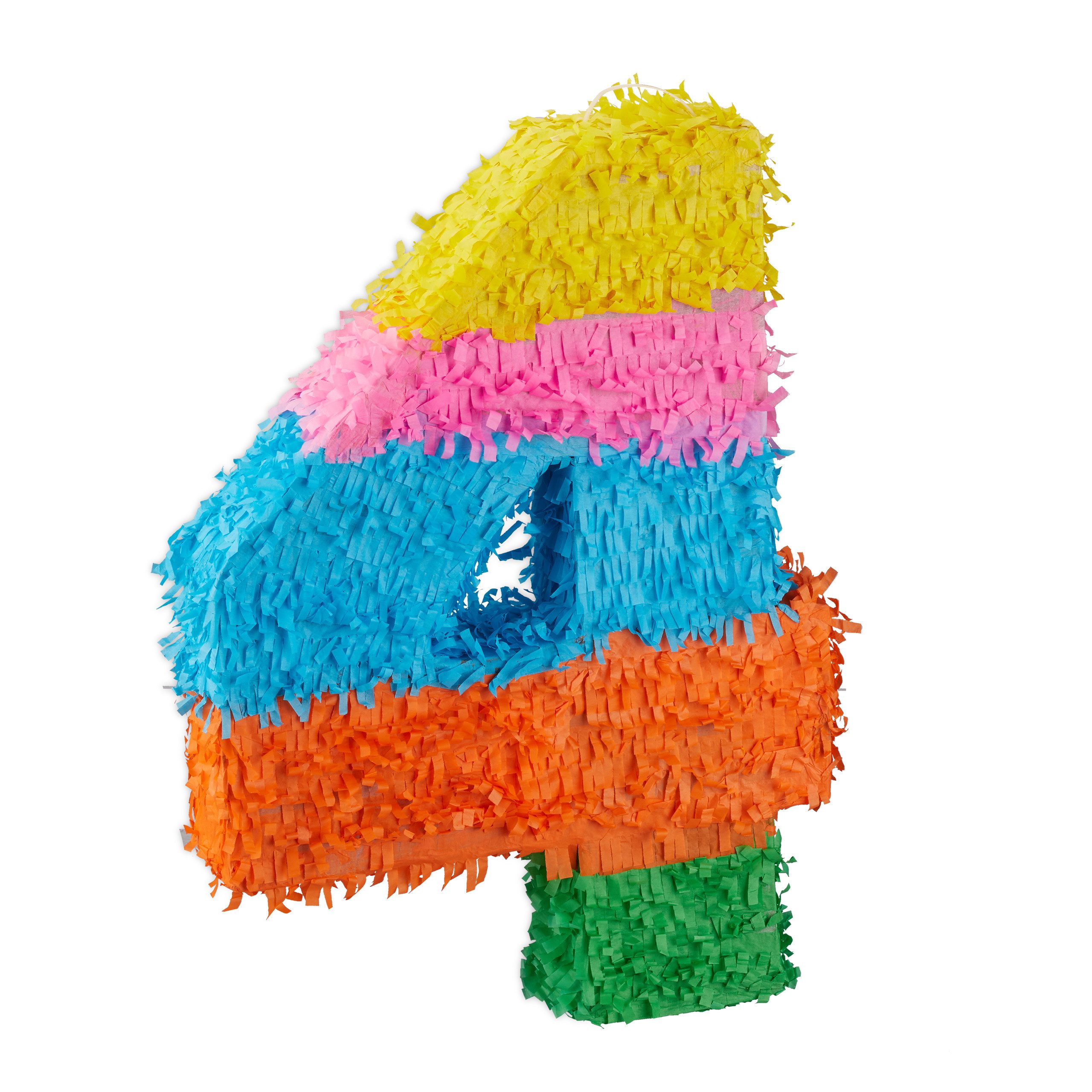 relaxdays Pinata 3-teiliges Pinata Set Zahl 4