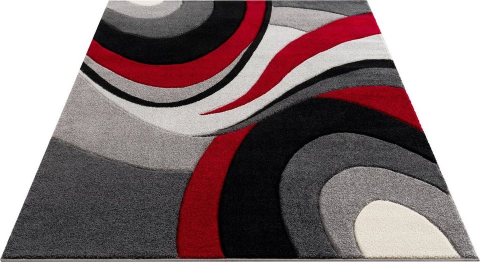 Teppich Neele, andas, rechteckig, Höhe: 14 mm, Wellen-Design, mit handgearbeitetem  Konturenschnitt, Wende-Teppich