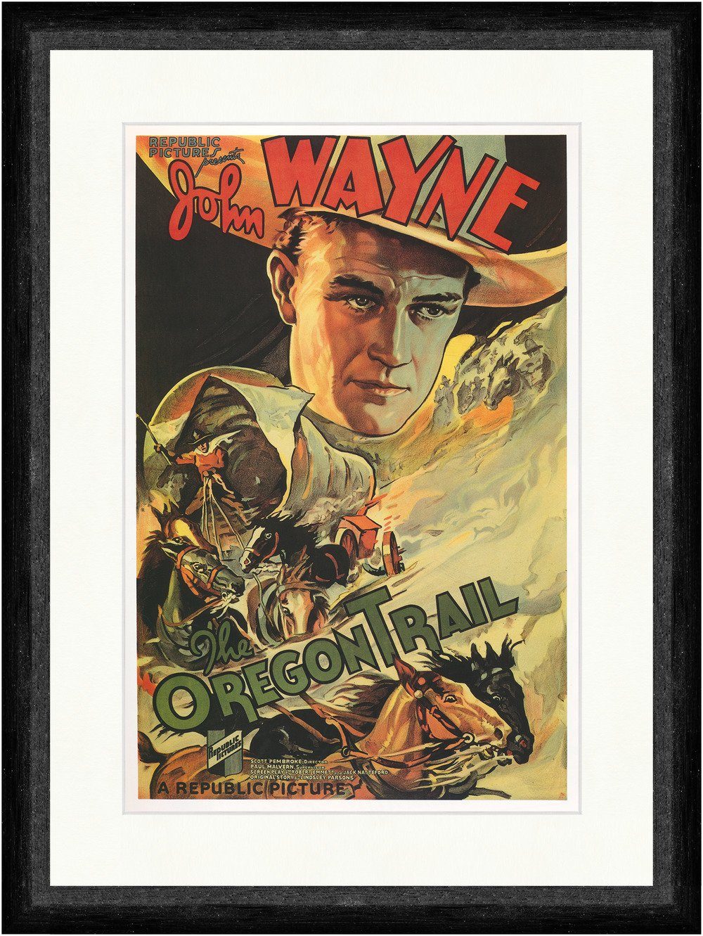 BillerAntik Kunstdruck John Wayne in the Oregontrail Western Rutherford Kunstdruck Faks_Plaka, (1 St)